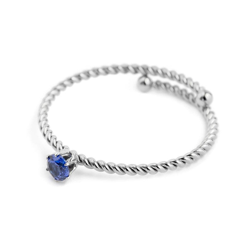 18an116b Anello con cristallo blu