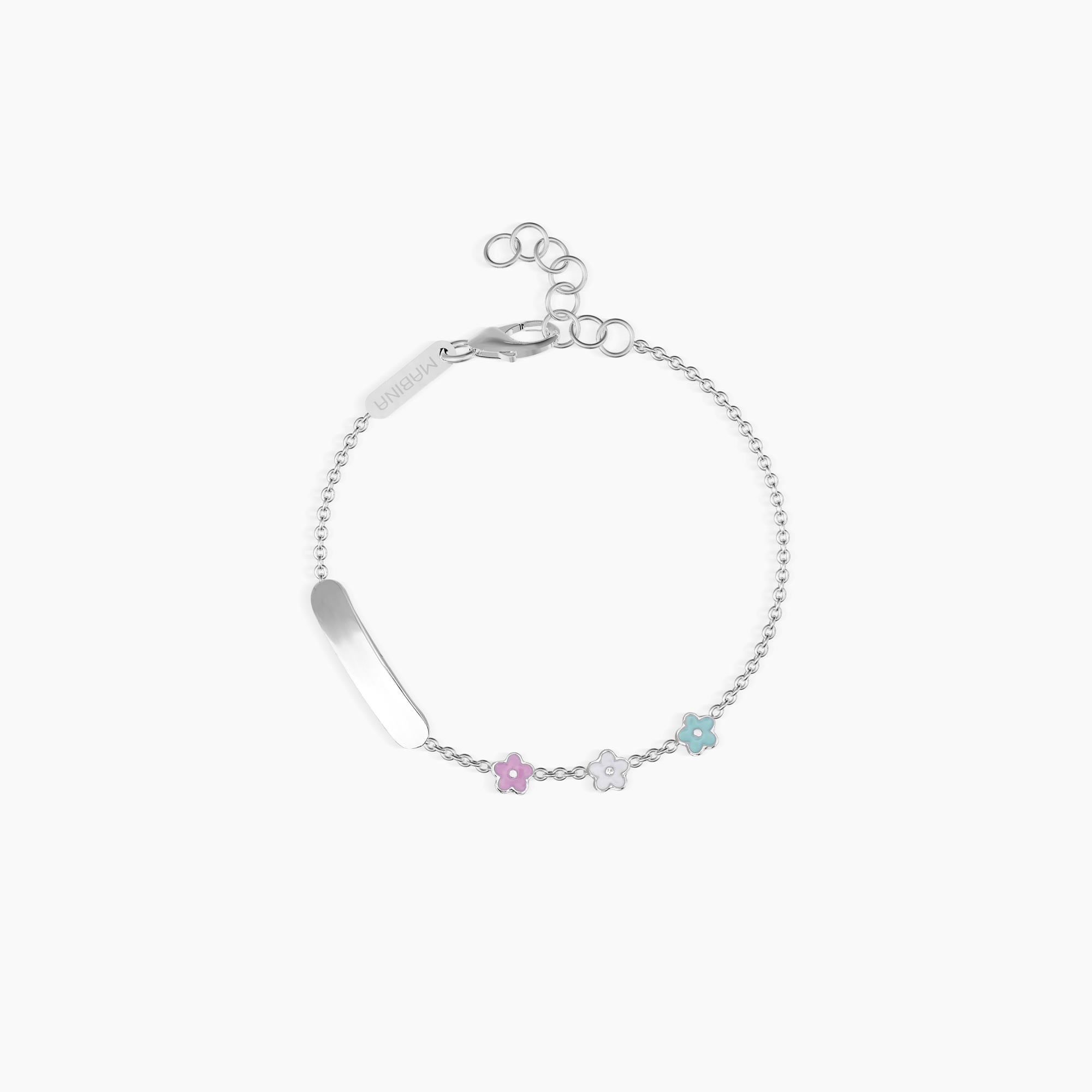 Bracciale fiori con targhetta incidibile FLOWERS-TAG - Gioielleria Fondente