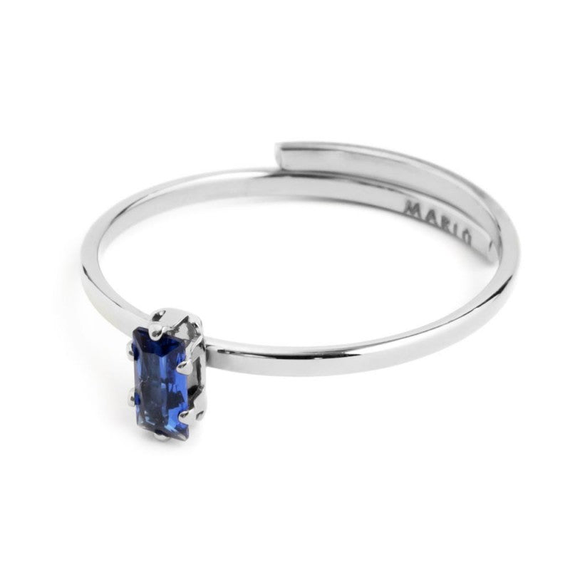 2an0046-b Anello in con cristallo baguette colore blu