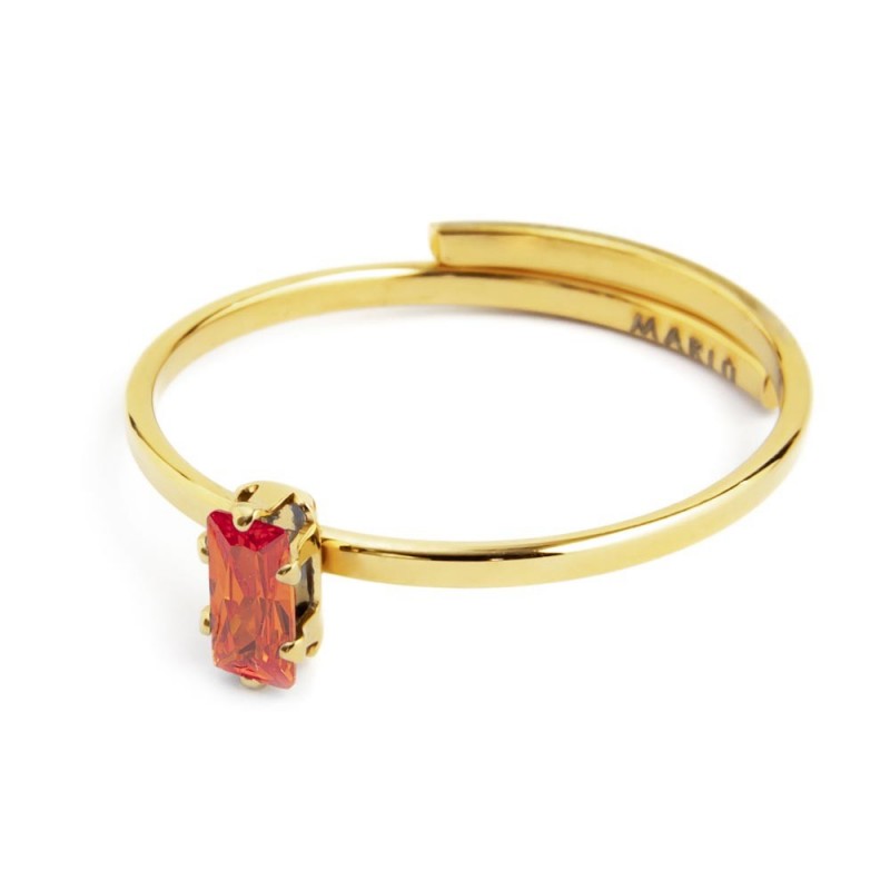 2an0046g-h Anello in con cristallo baguette colore arancione