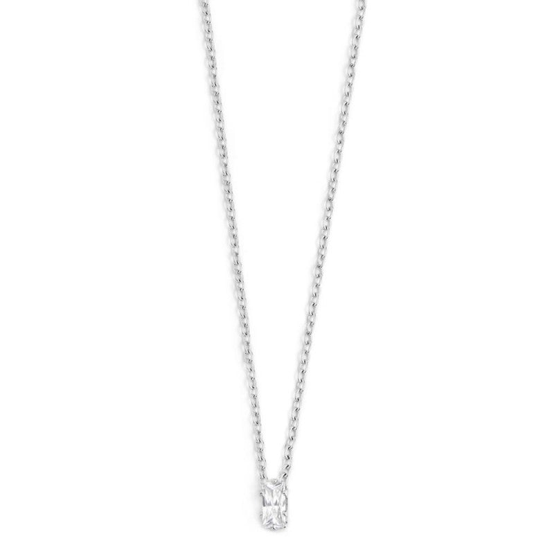 2cn0048-w Collana con cristallo baguette colore bianco