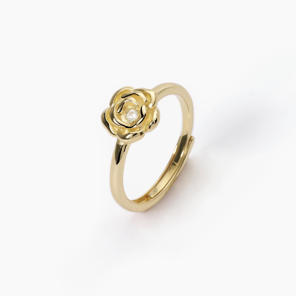 Anello dorato con rosa LA VIE EN ROSE - Gioielleria Fondente