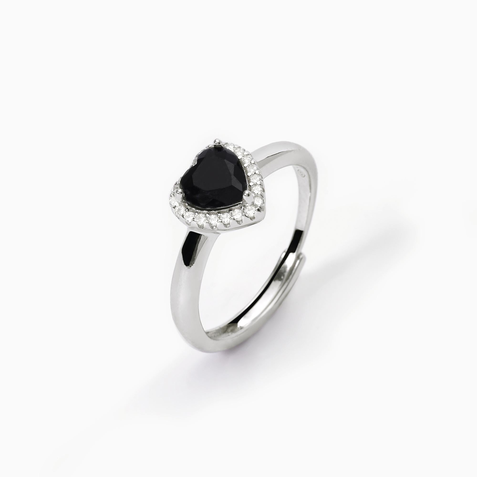 Anello con cuore nero LOVE AFFAIR
