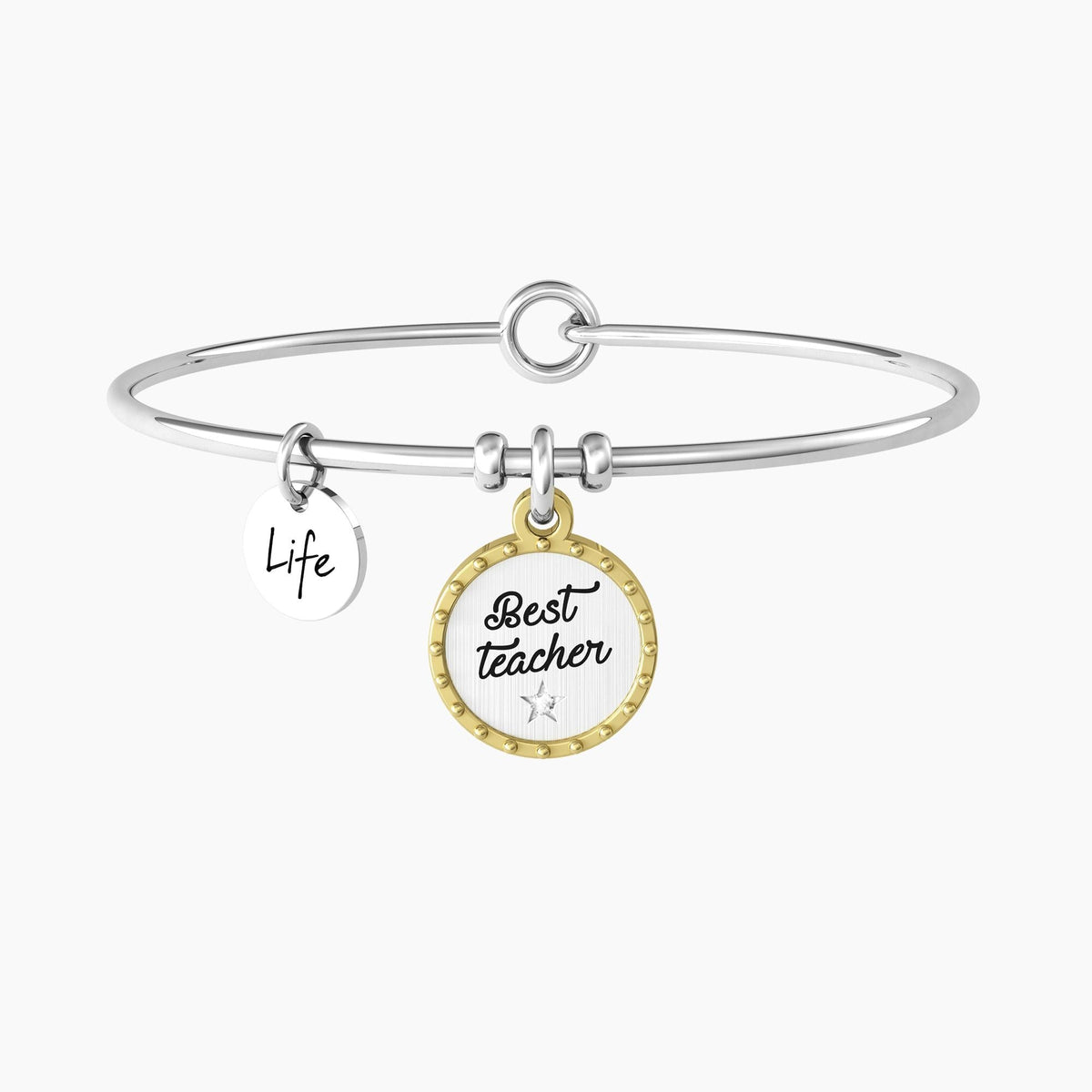 Bracciale rigido maestra con ciondolo "MELA | BEST TEACHER" - Gioielleria Fondente