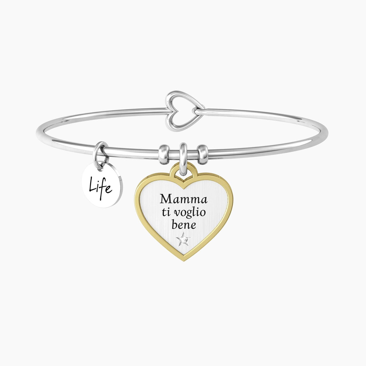 Bracciale rigido mamma con ciondolo "CUORE | MAMMA TI VOGLIO BENE" - Gioielleria Fondente
