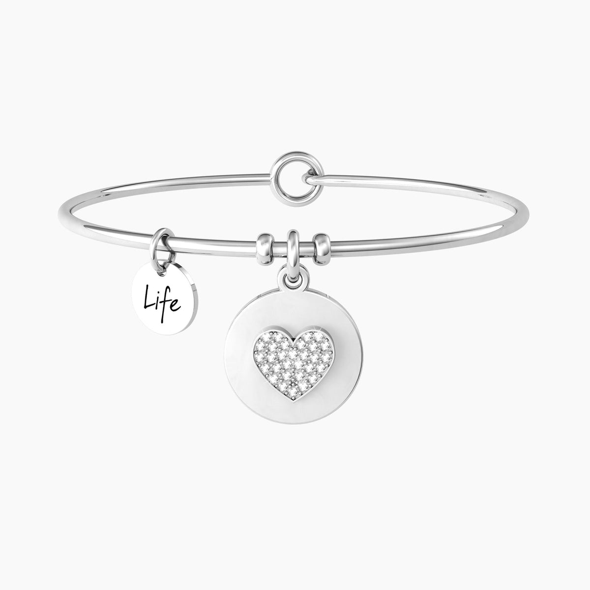 Bracciale rigido con cuore e cristalli "CUORE | LA NOSTRA AMICIZIA" - Gioielleria Fondente