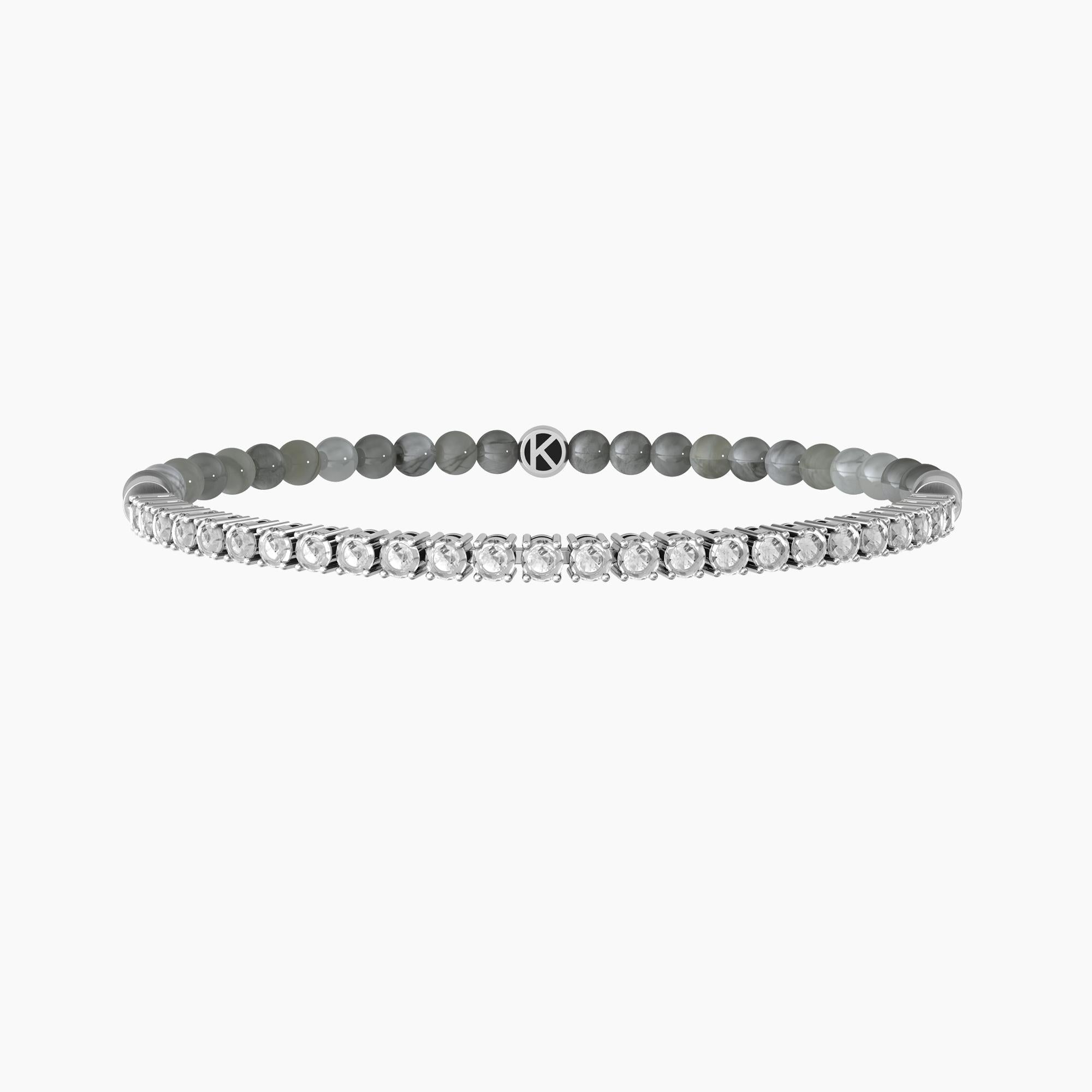 Bracciale elastico con agata grigia "BE DIFFERENT" - Gioielleria Fondente