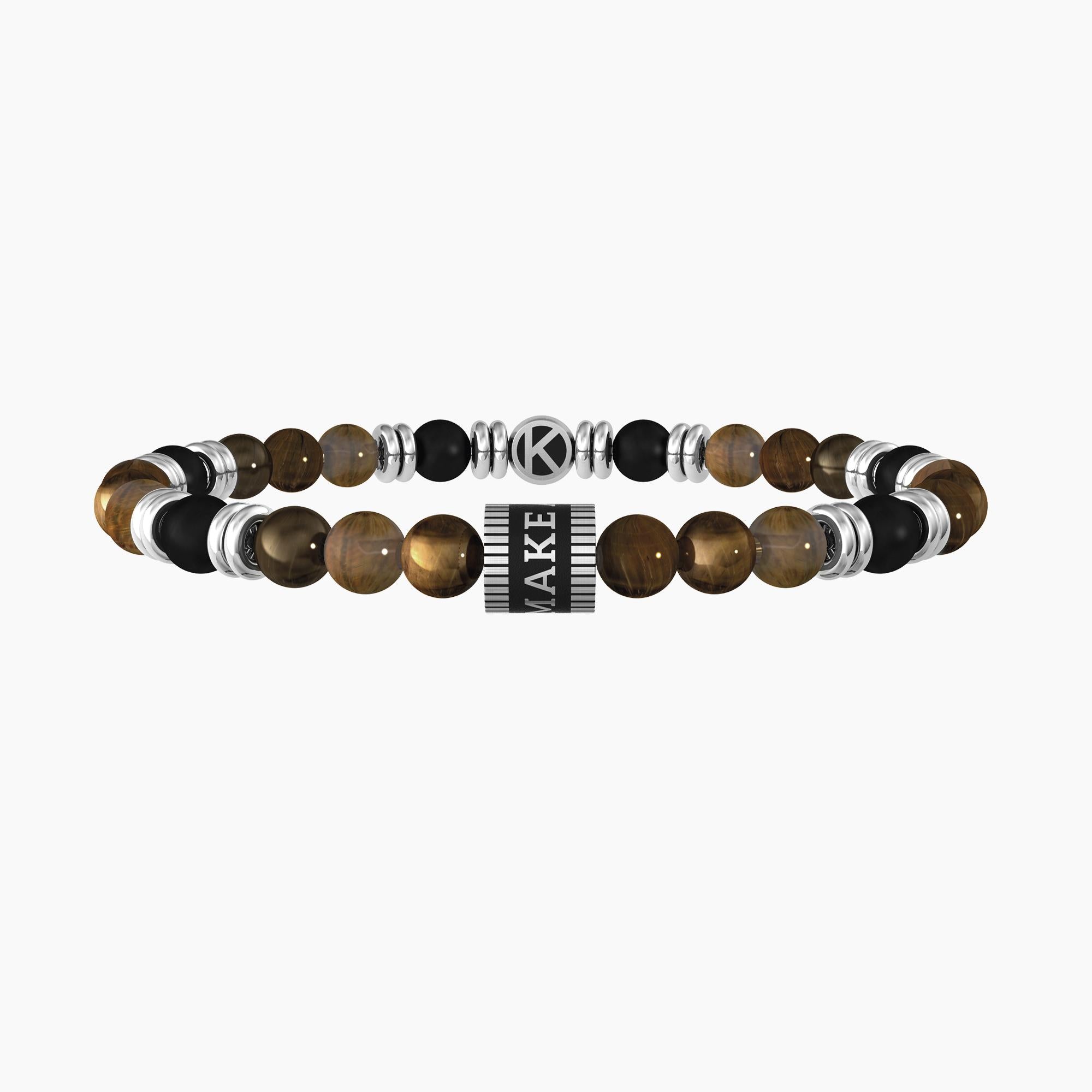 Bracciale con occhio di tigre e agata nera "Make a Wish" - Gioielleria Fondente