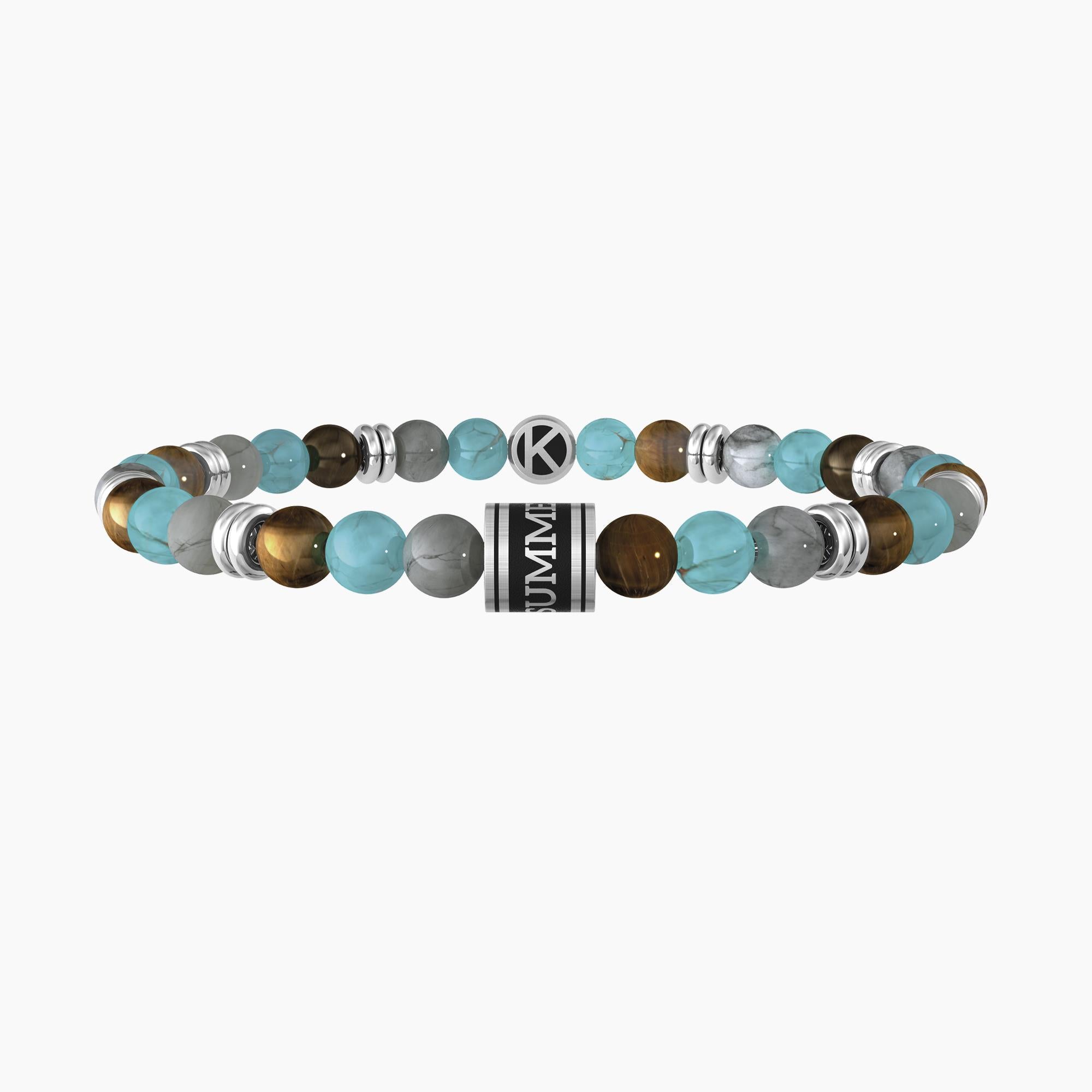 Bracciale elastico  con pietre multicolor e frase "SUMMER VIBES" - Gioielleria Fondente