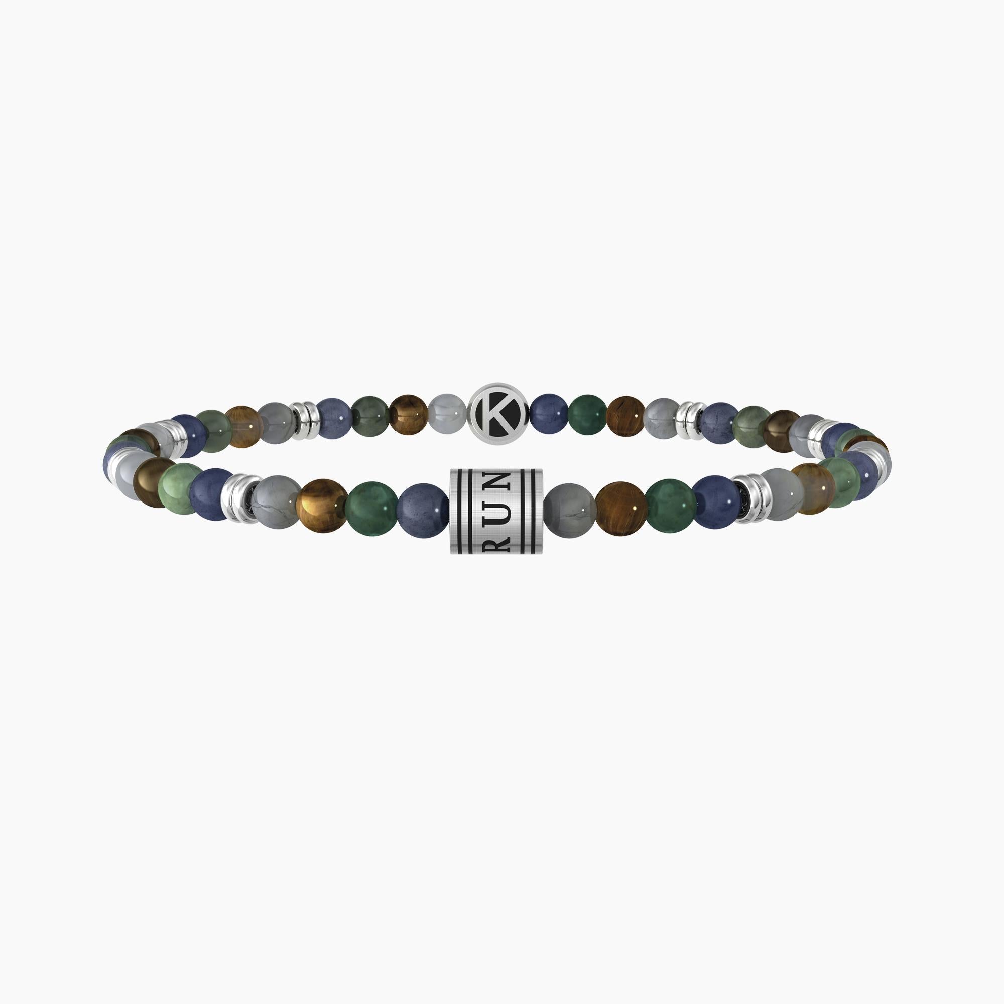Bracciale con pietre multicolor e charm "RUN FREE" - Gioielleria Fondente