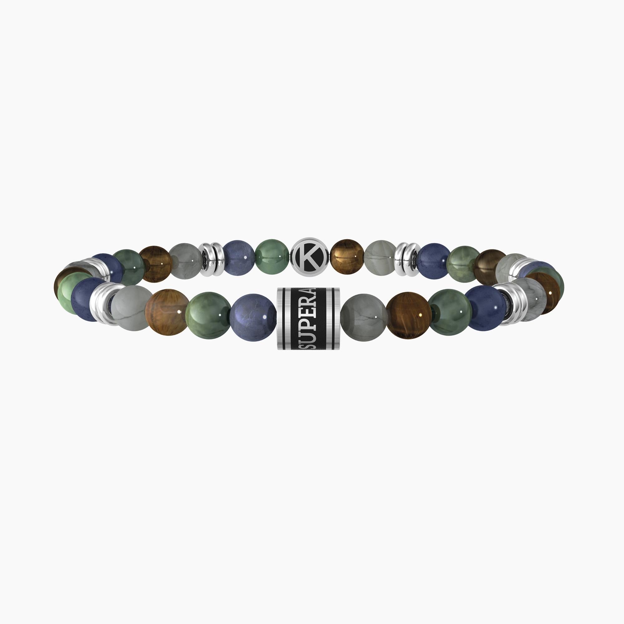 Bracciale con pietre multicolor alternate "SUPERA TE STESSO" - Gioielleria Fondente