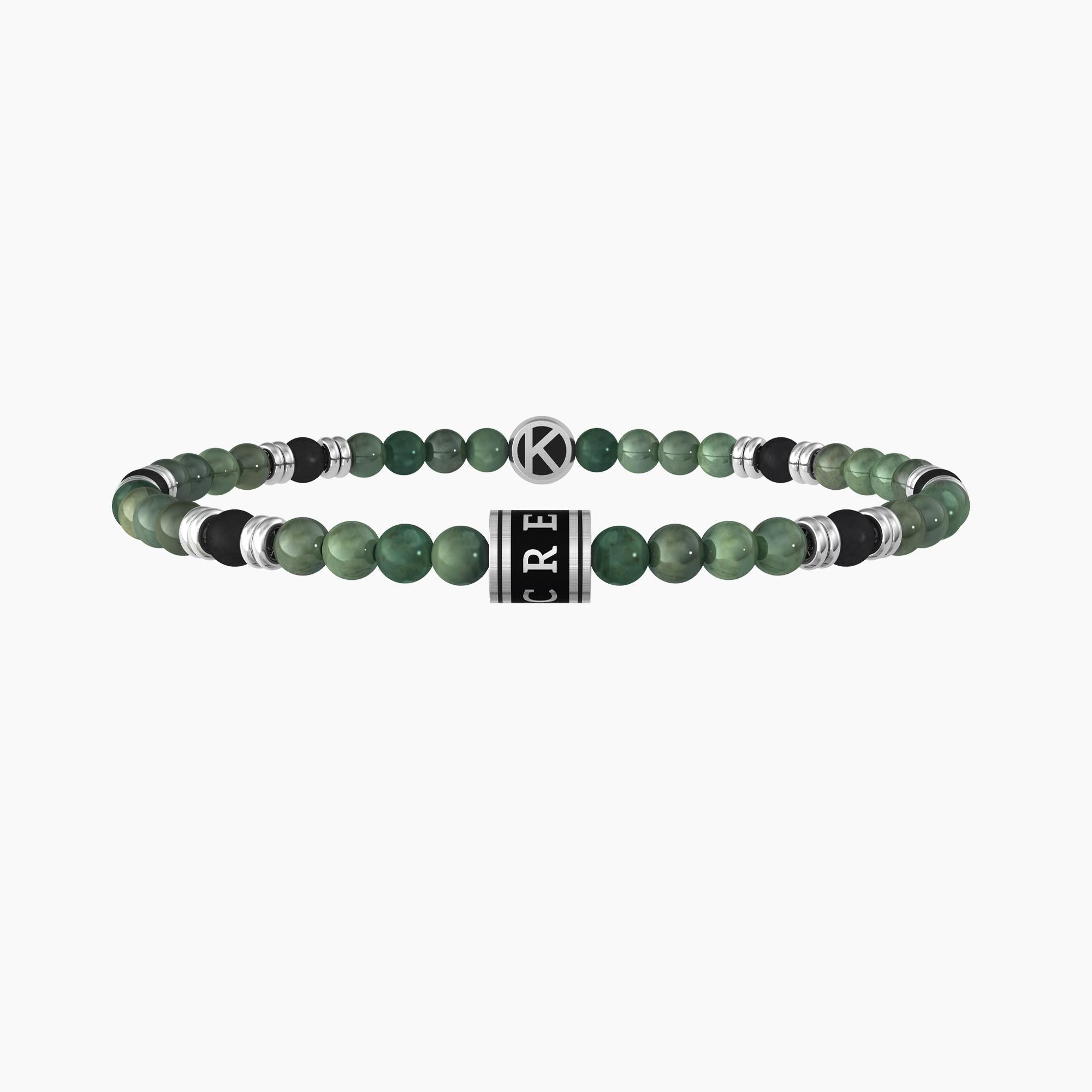 Bracciale con agata nera e giada verde "CREDICI" - Gioielleria Fondente