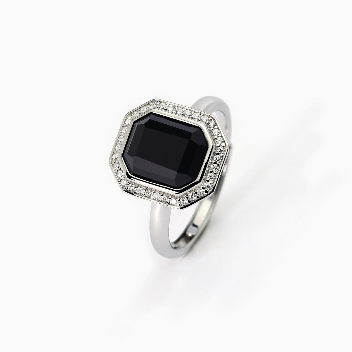 Anello taglio ottagonale con agata nera JETSET - Gioielleria Fondente