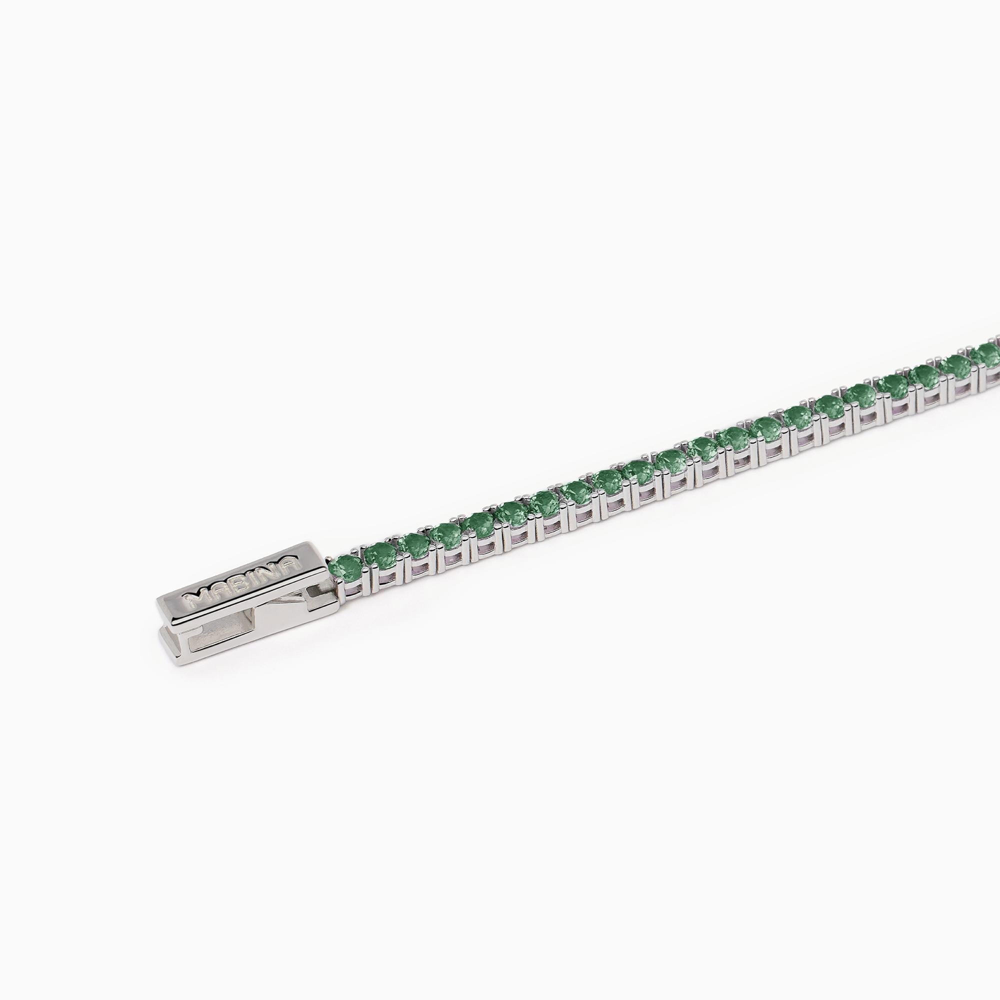 Tennis donna in argento con smeraldi sintetici TENNIS CLUB