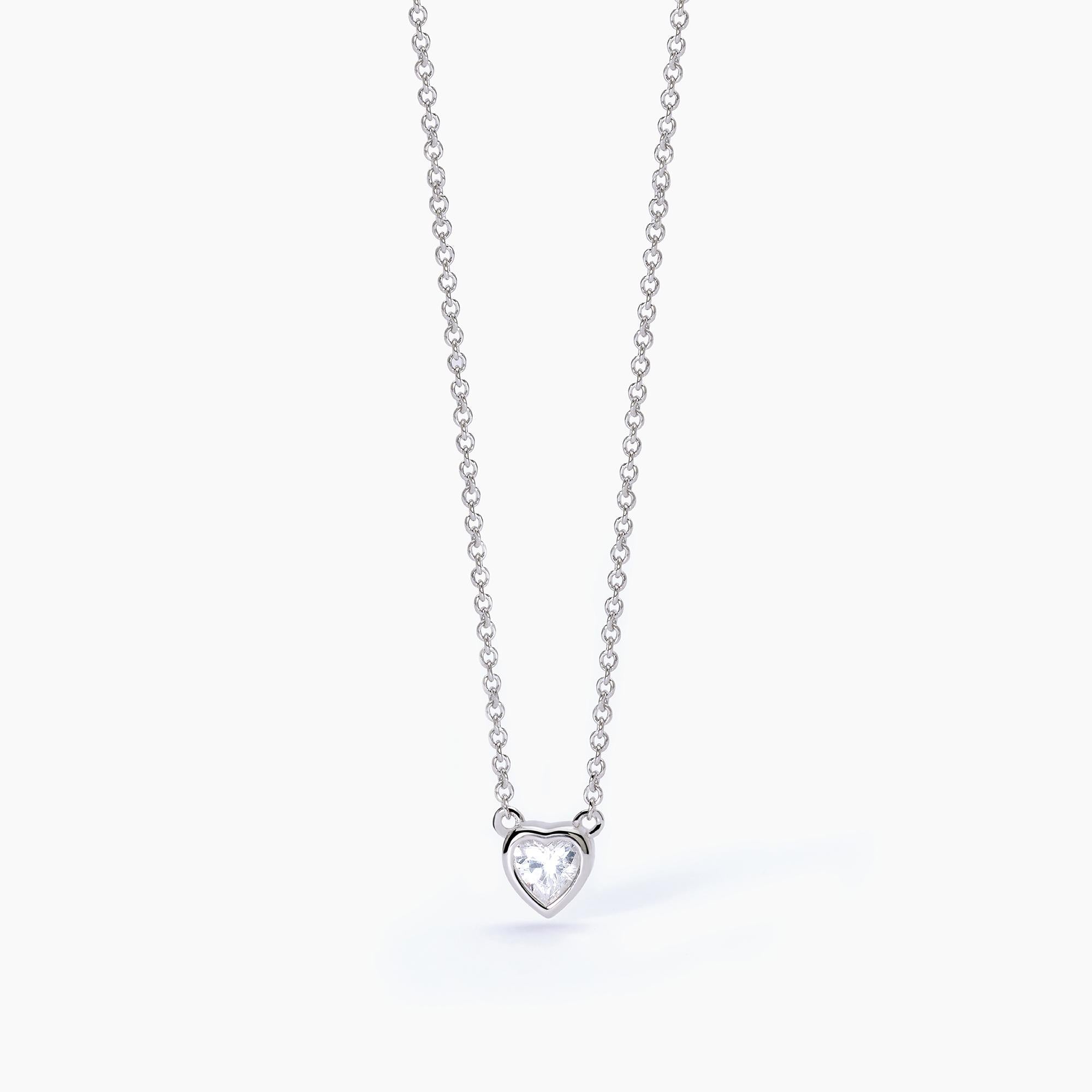 Girocollo in argento con punto luce taglio cuore SHINY - Gioielleria Fondente