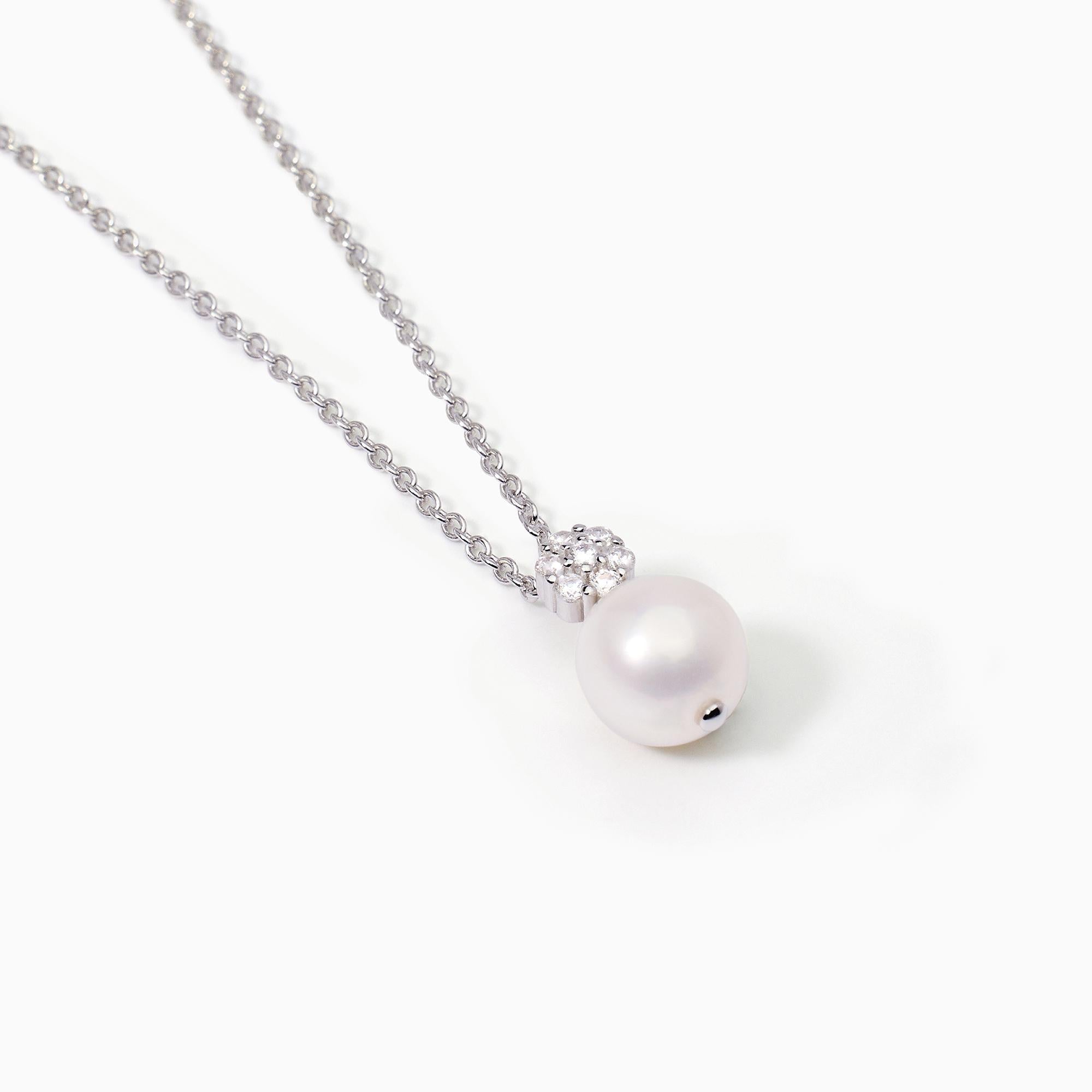 Girocollo in argento con perla coltivata FIOR FIORE