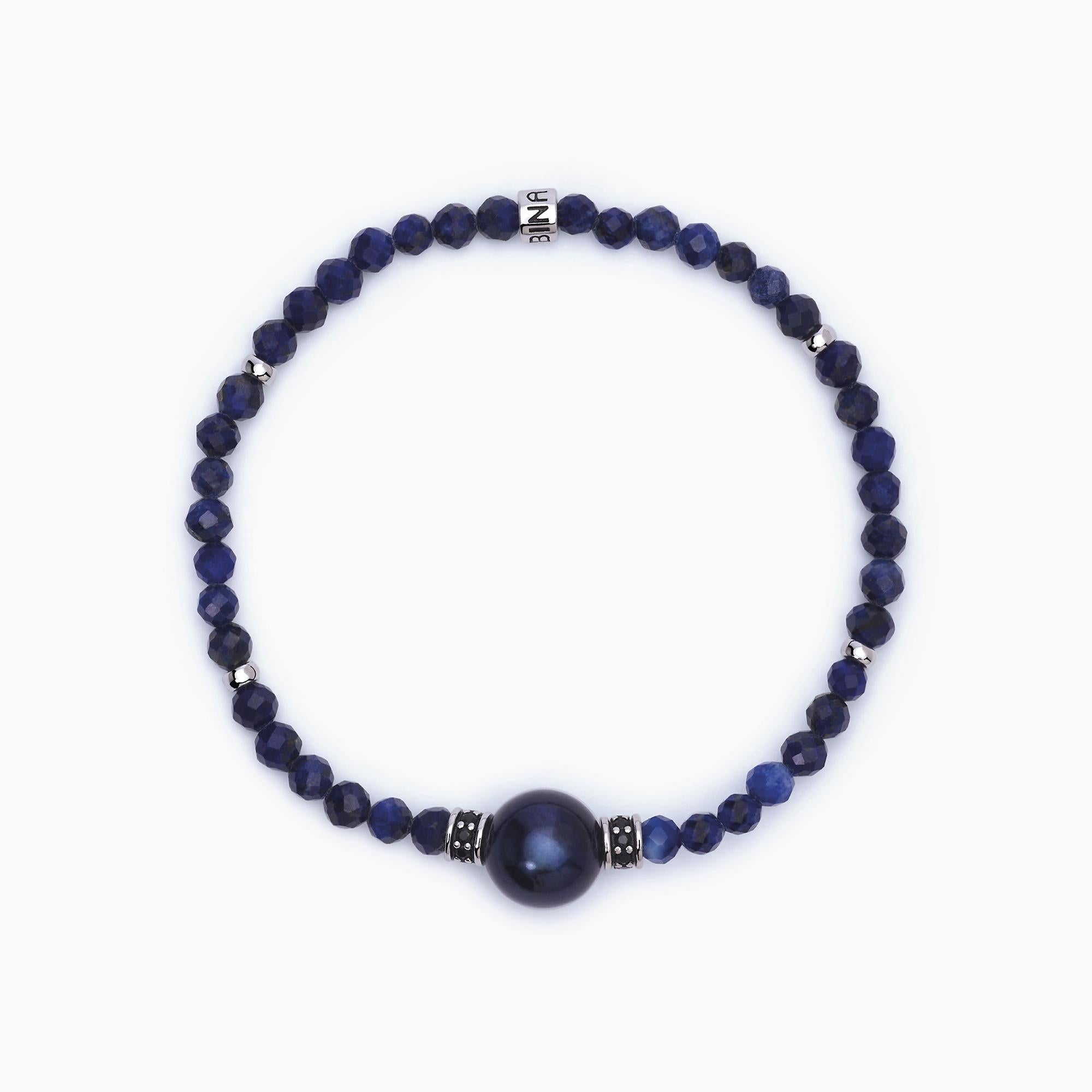 Bracciale con pietre lapis e perla nera SUNSET - Gioielleria Fondente