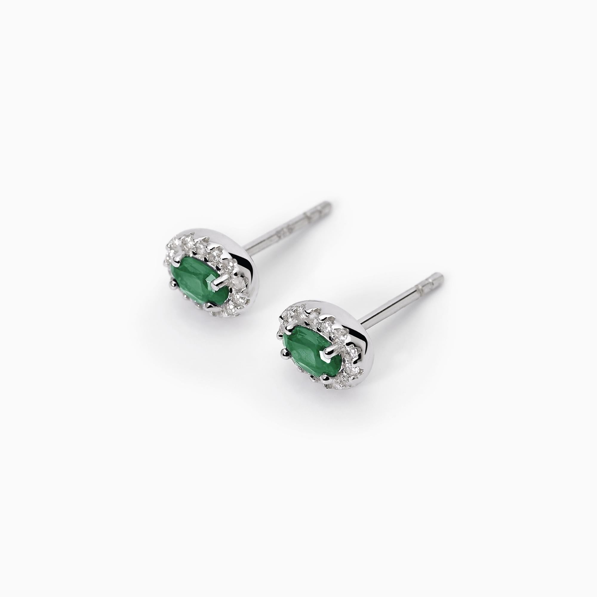 Orecchini in argento a lobo con smeraldi sintetici COOL OR RÉTRO? - Gioielleria Fondente
