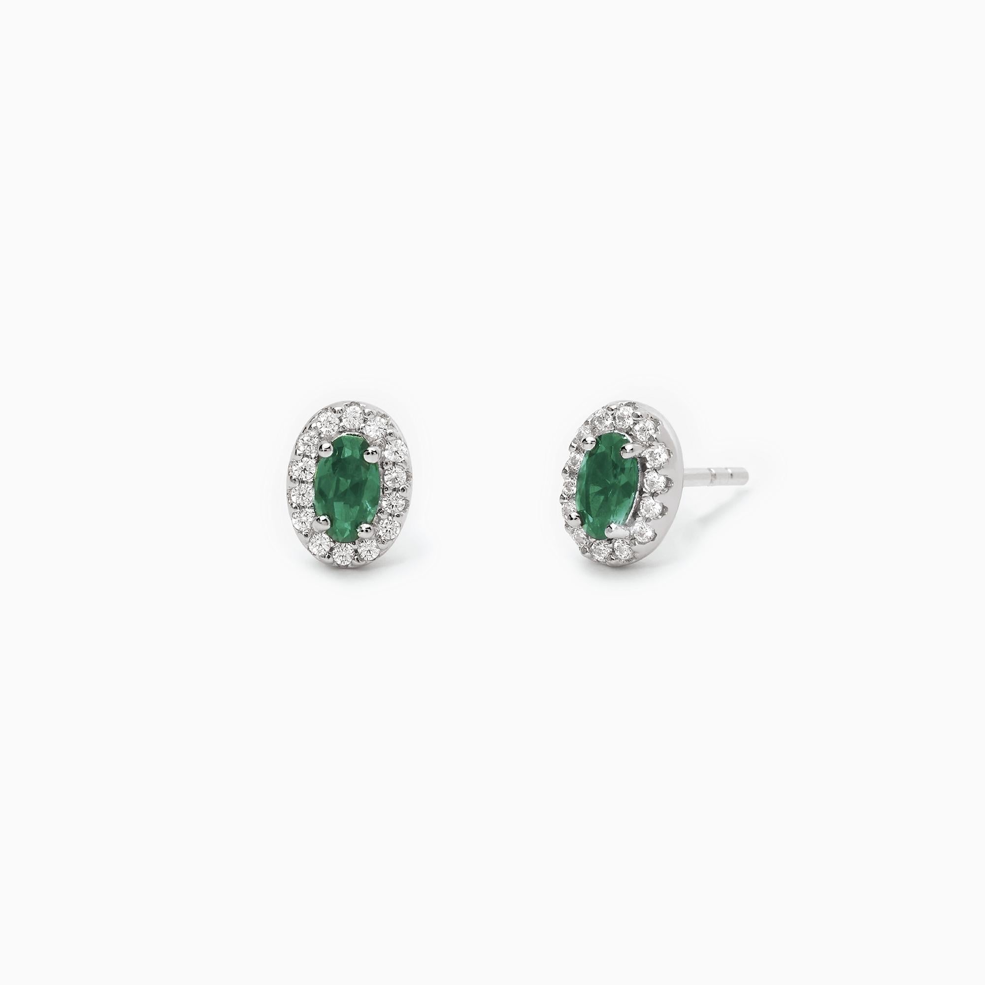 Orecchini in argento a lobo con smeraldi sintetici COOL OR RÉTRO? - Gioielleria Fondente