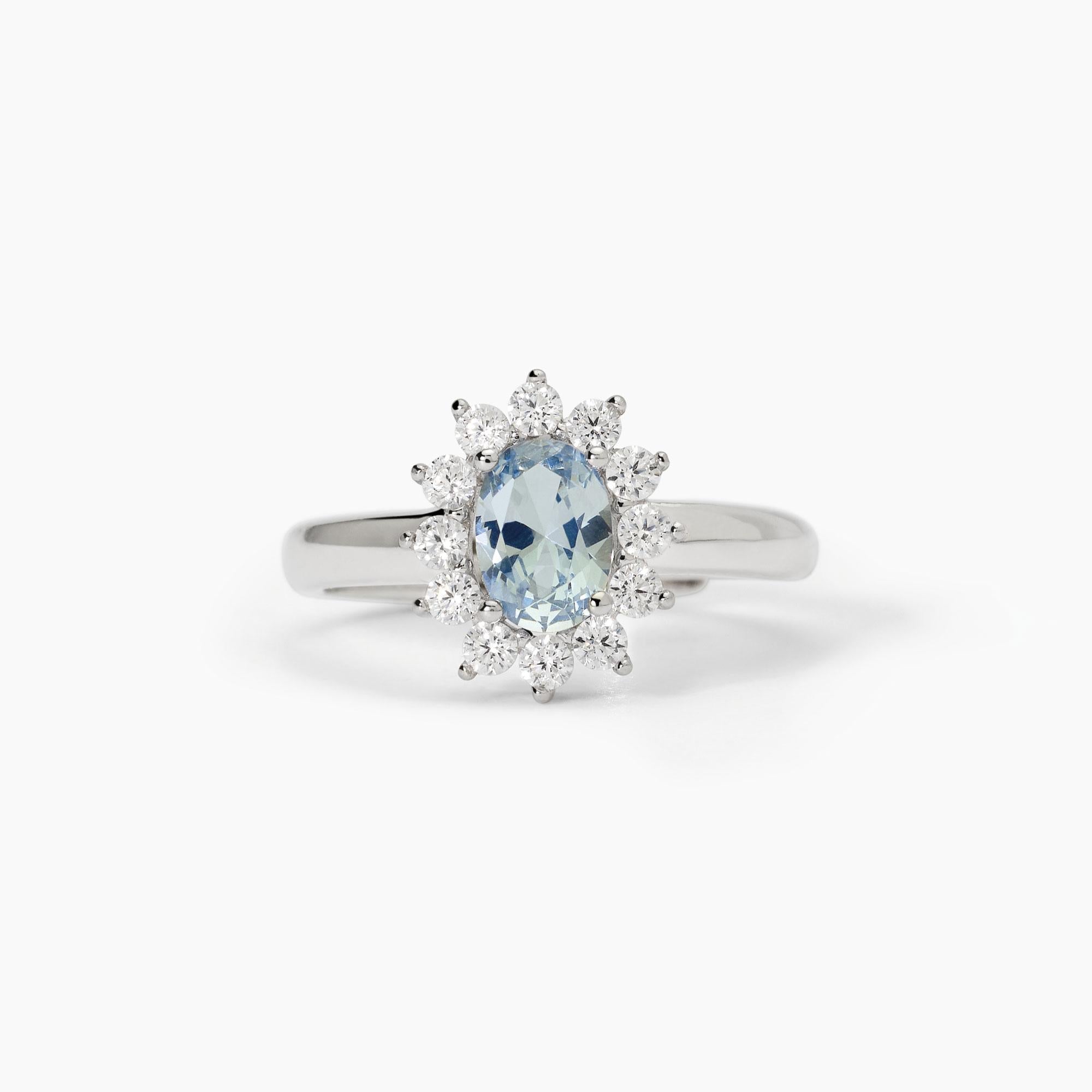 Anello in argento con acquamarina sintetica ovale COOL OR RÉTRO?