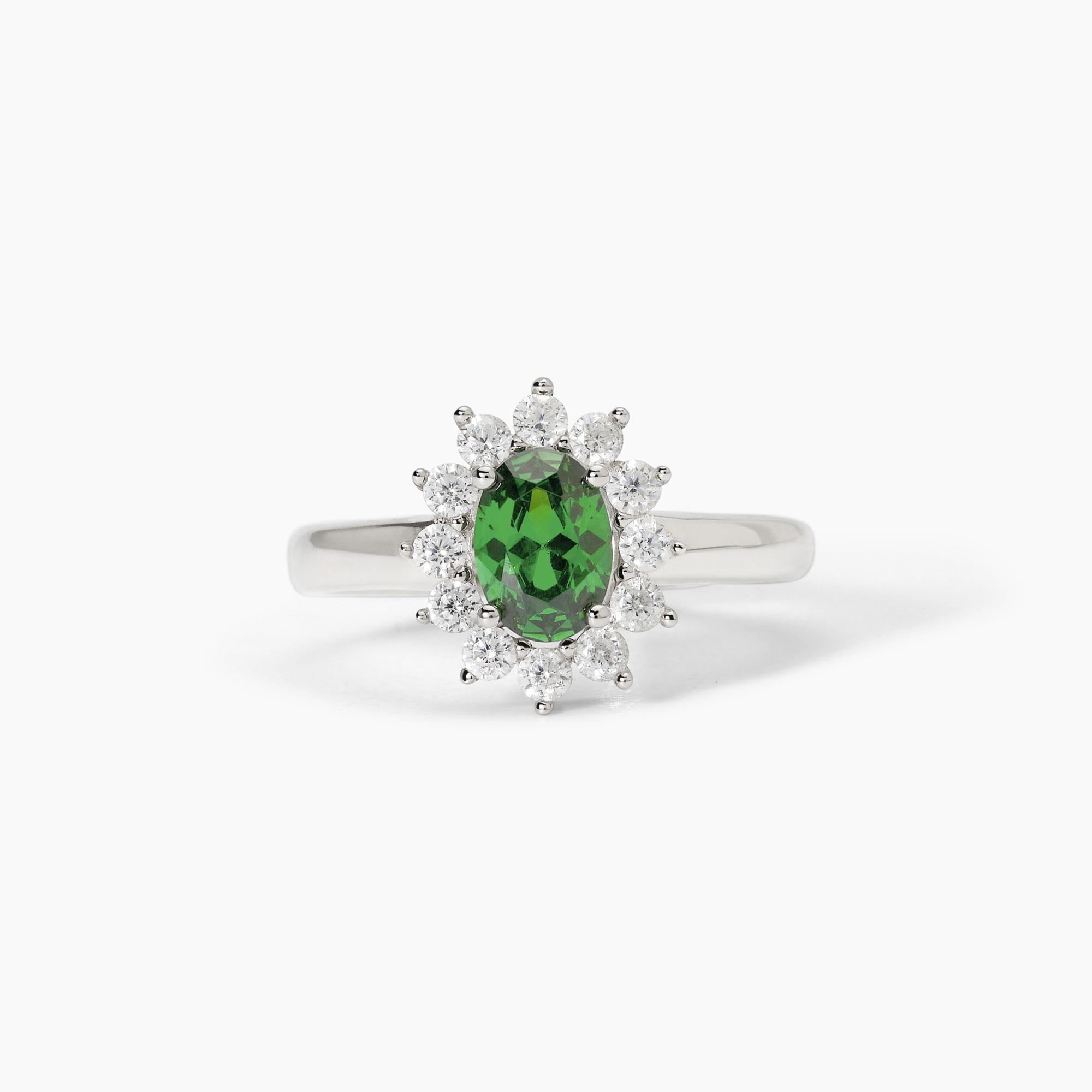 Anello in argento con smeraldo sintetico ovale COOL OR RÉTRO?