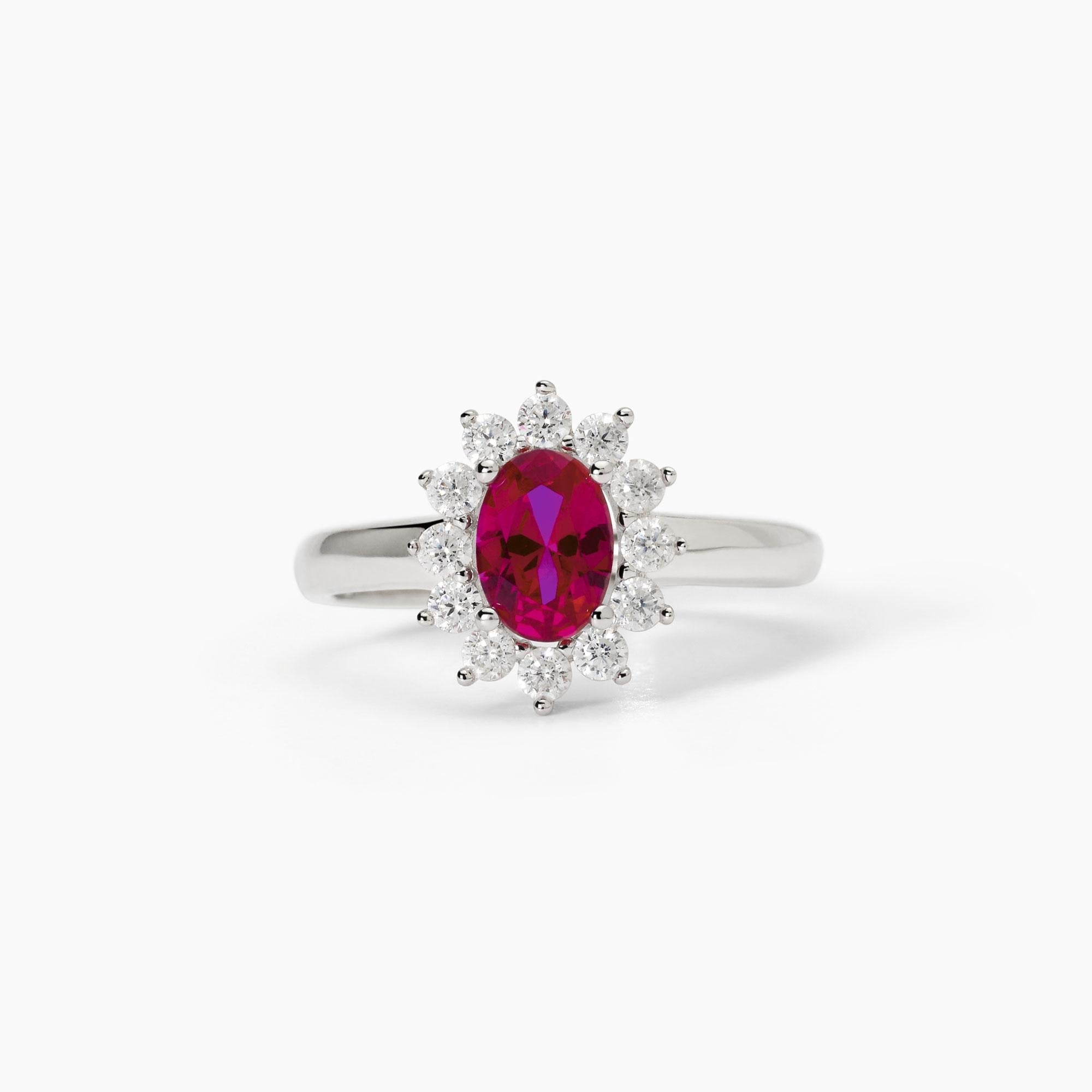 Anello in argento con rubino sintetico ovale COOL OR RÉTRO?