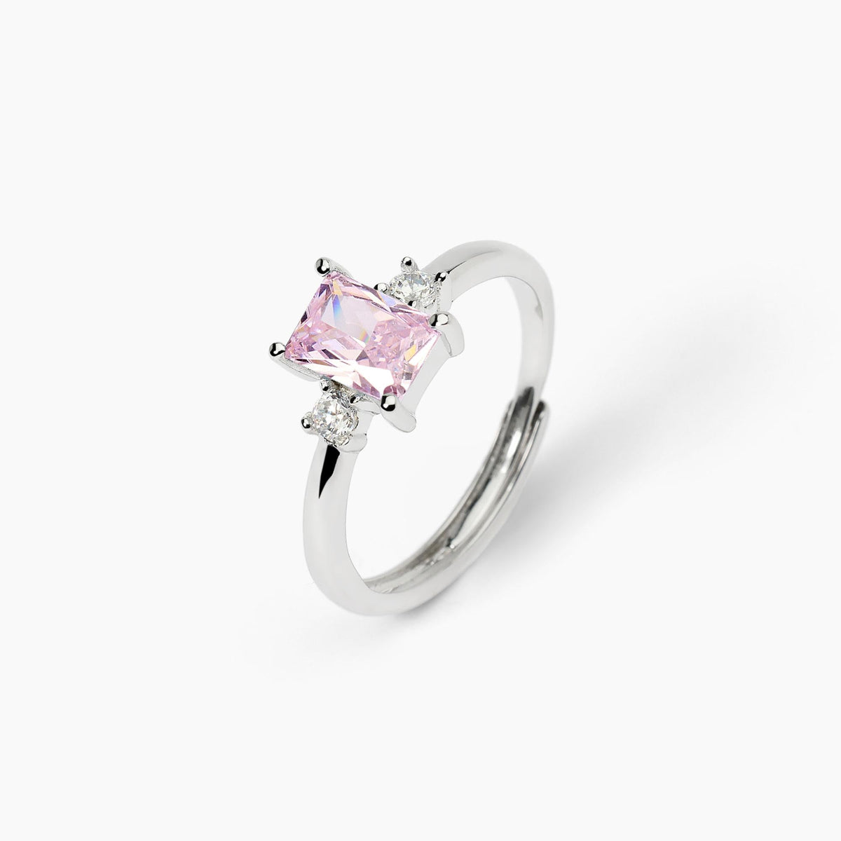 Anello in argento con zircone sintetico rosa BATTITO - Gioielleria Fondente