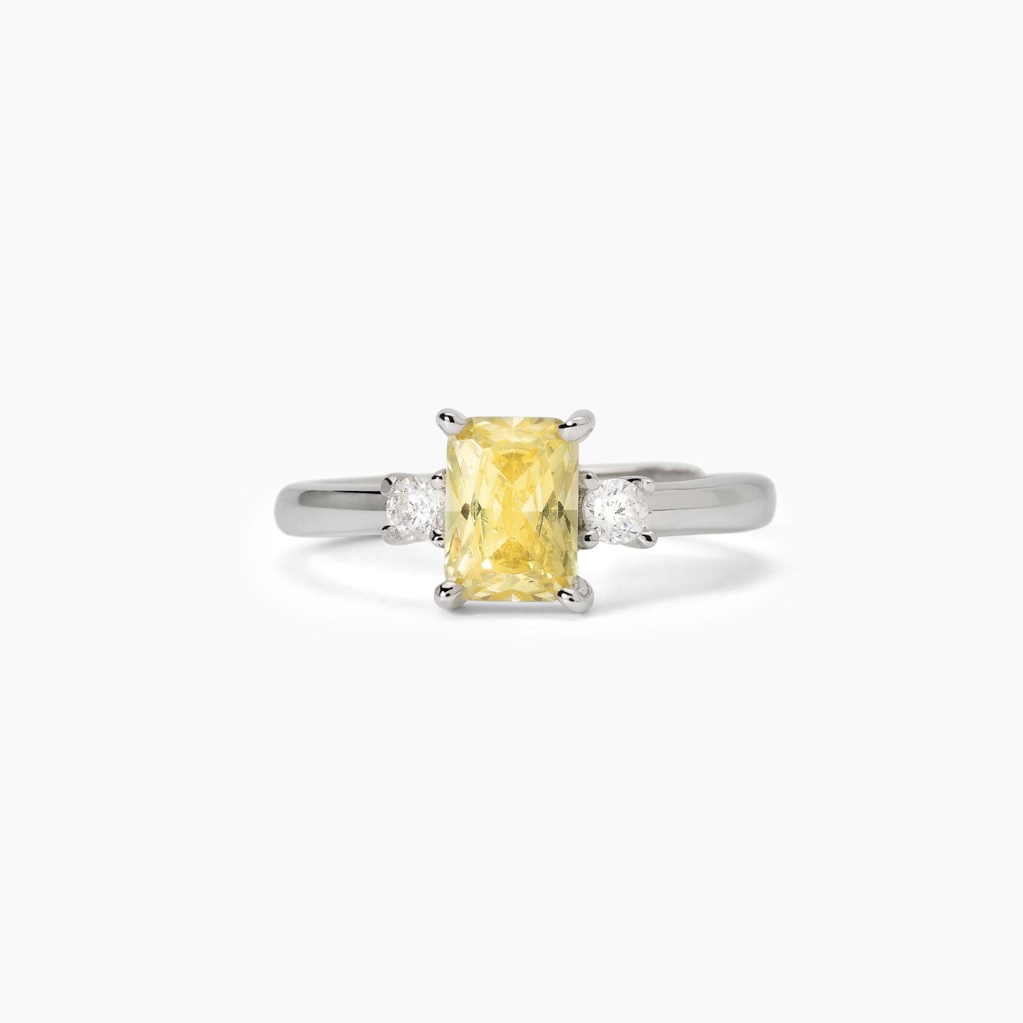 Anello in argento con zircone Lemon - Gioielleria Fondente