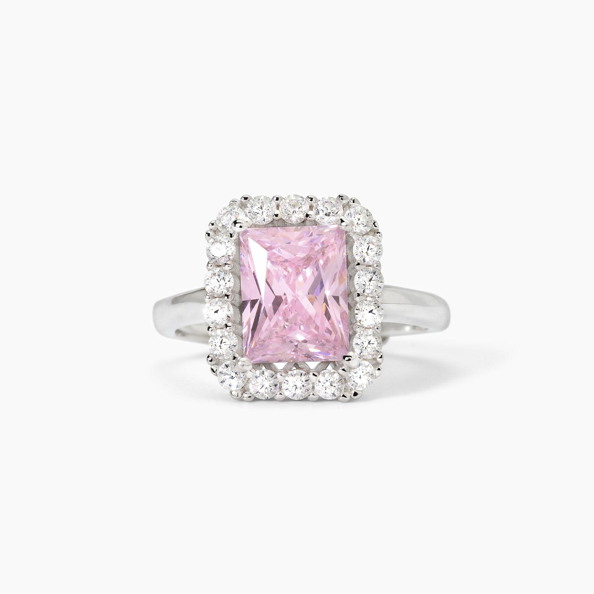Anello in argento con zircone rosa DESIDERIO INFINITO - Gioielleria Fondente