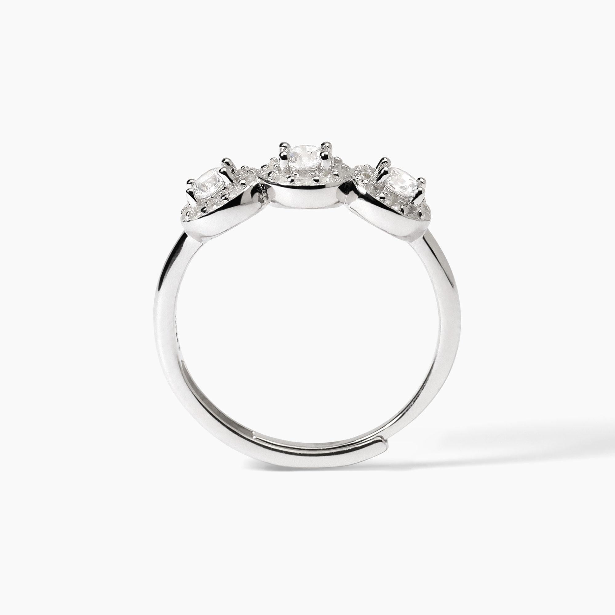 Anello in argento con zirconi bianchi MILANESIENNE - Gioielleria Fondente