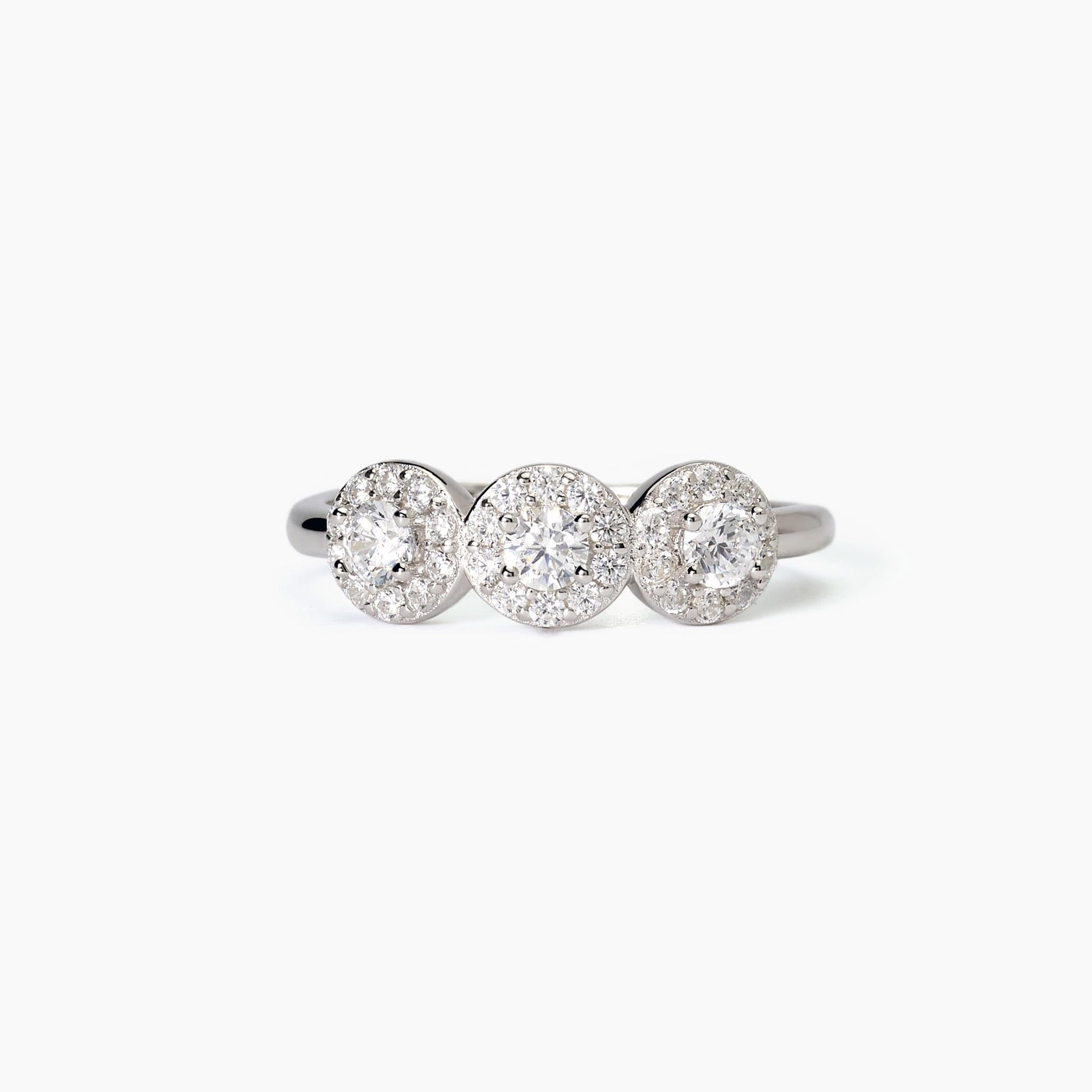 Anello in argento con zirconi bianchi MILANESIENNE - Gioielleria Fondente