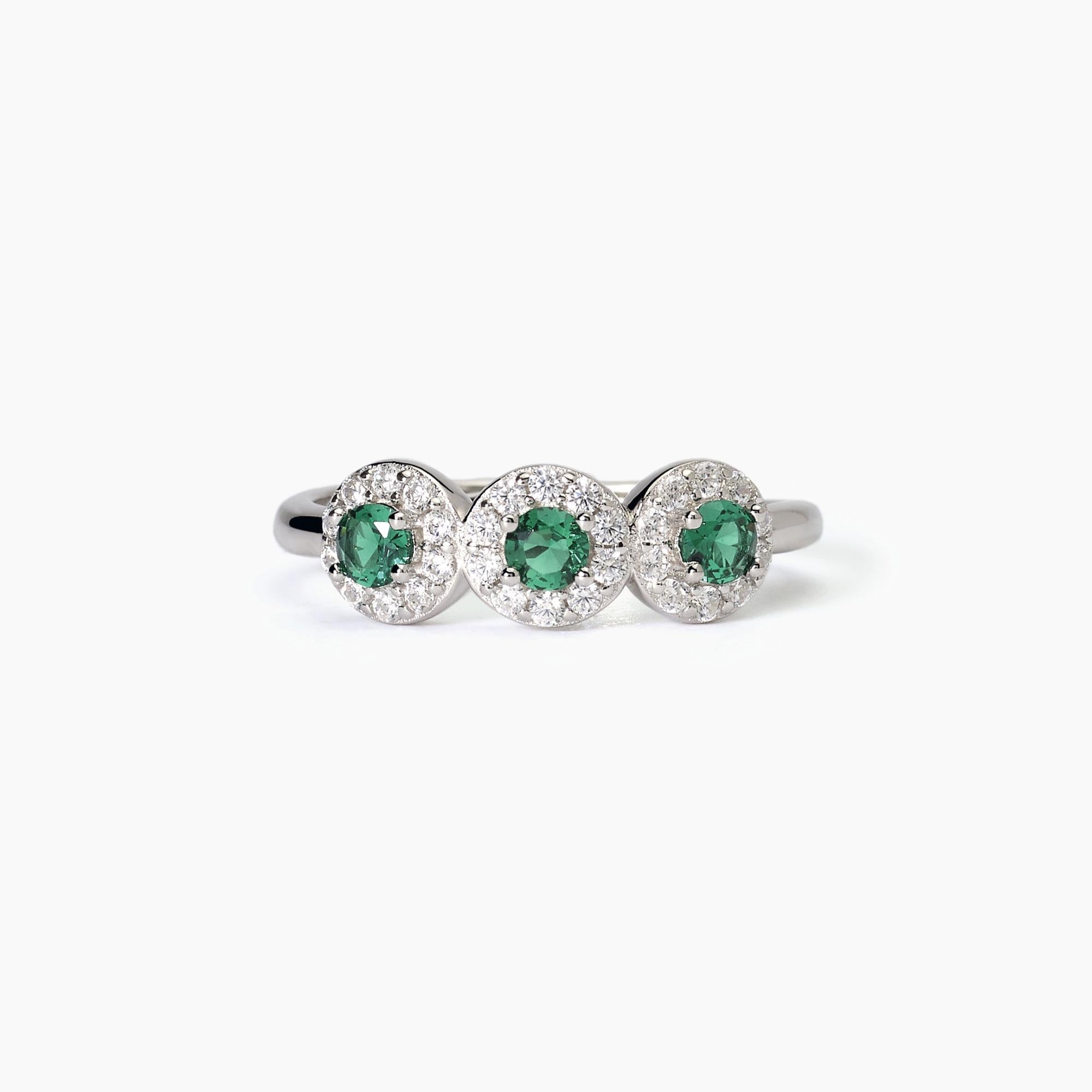 Anello in argento con smeraldi sintetici MILANESIENNE