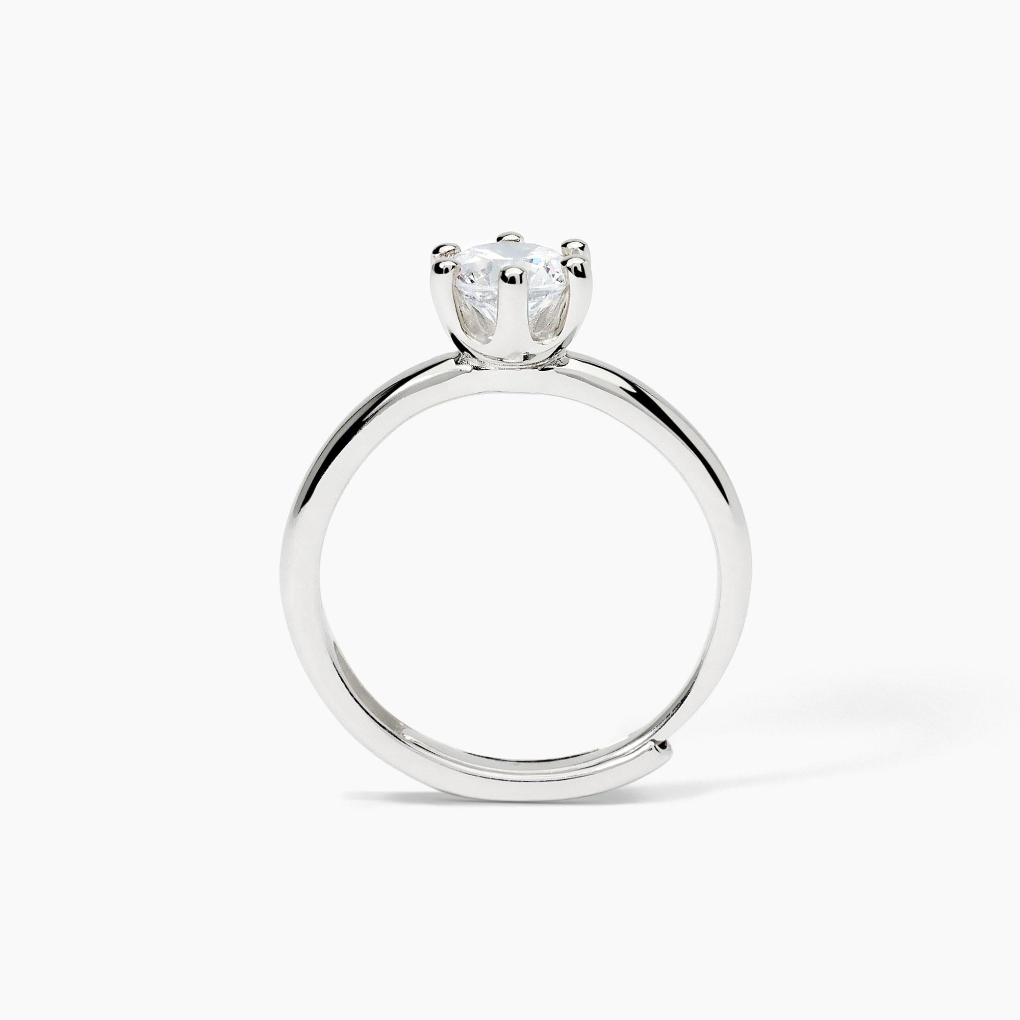 Anello in argento con zircone SOLITAIRE - Gioielleria Fondente