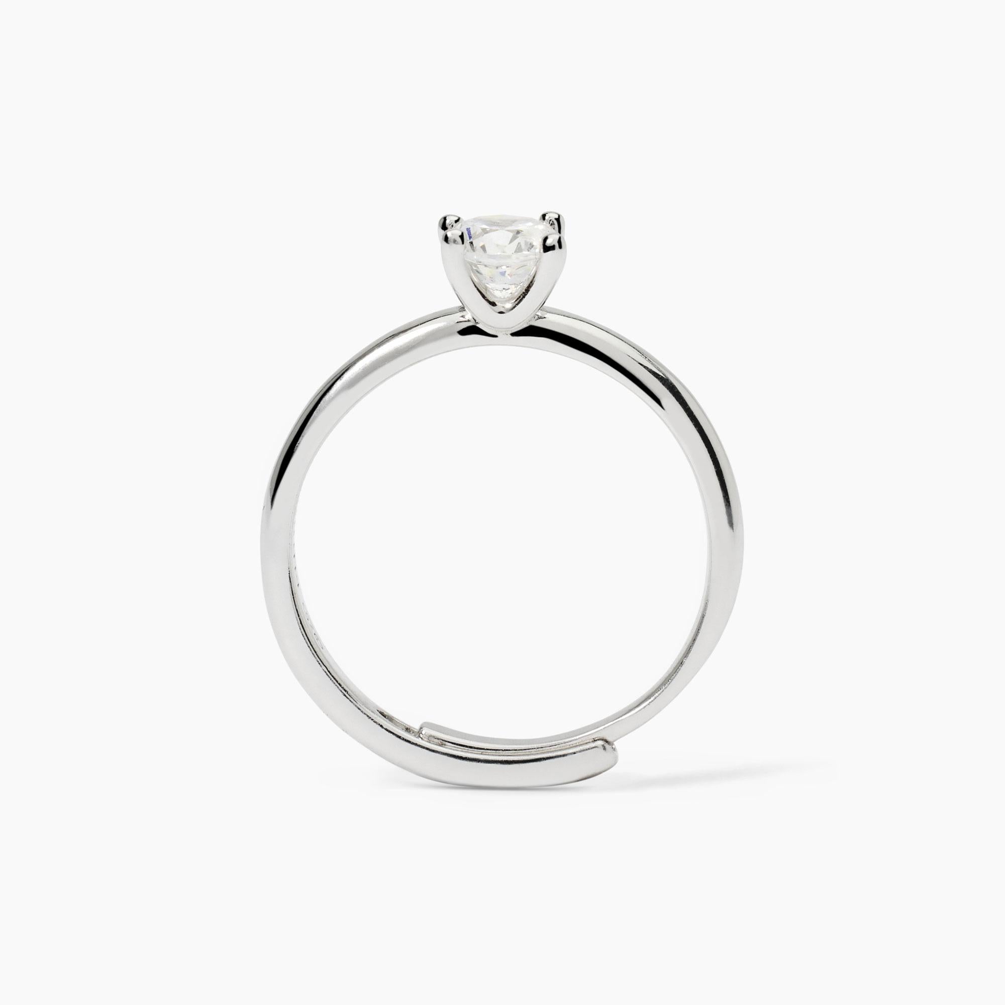 Anello solitario in argento con zircone - Gioielleria Fondente