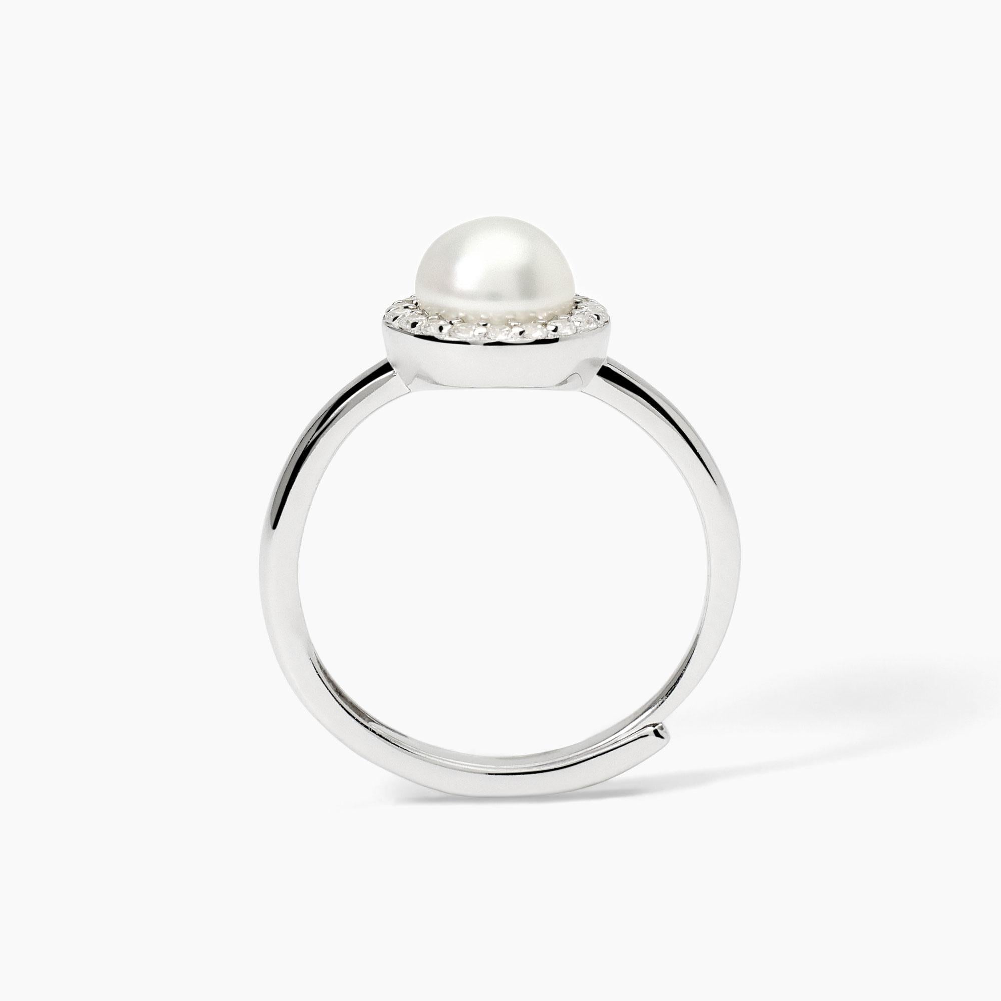 Anello in argento con perla coltivata MILANESIENNE - Gioielleria Fondente