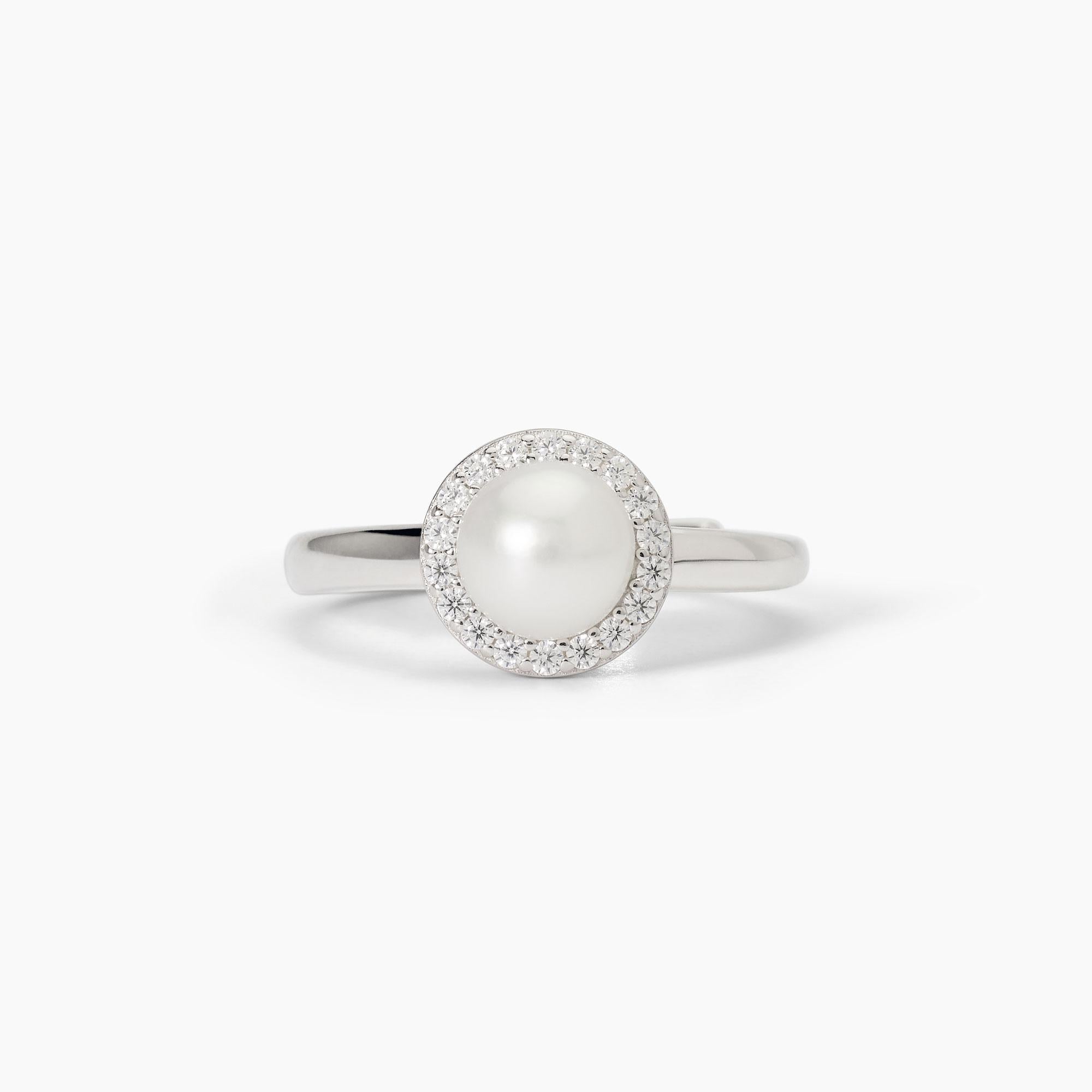 Anello in argento con perla coltivata MILANESIENNE - Gioielleria Fondente