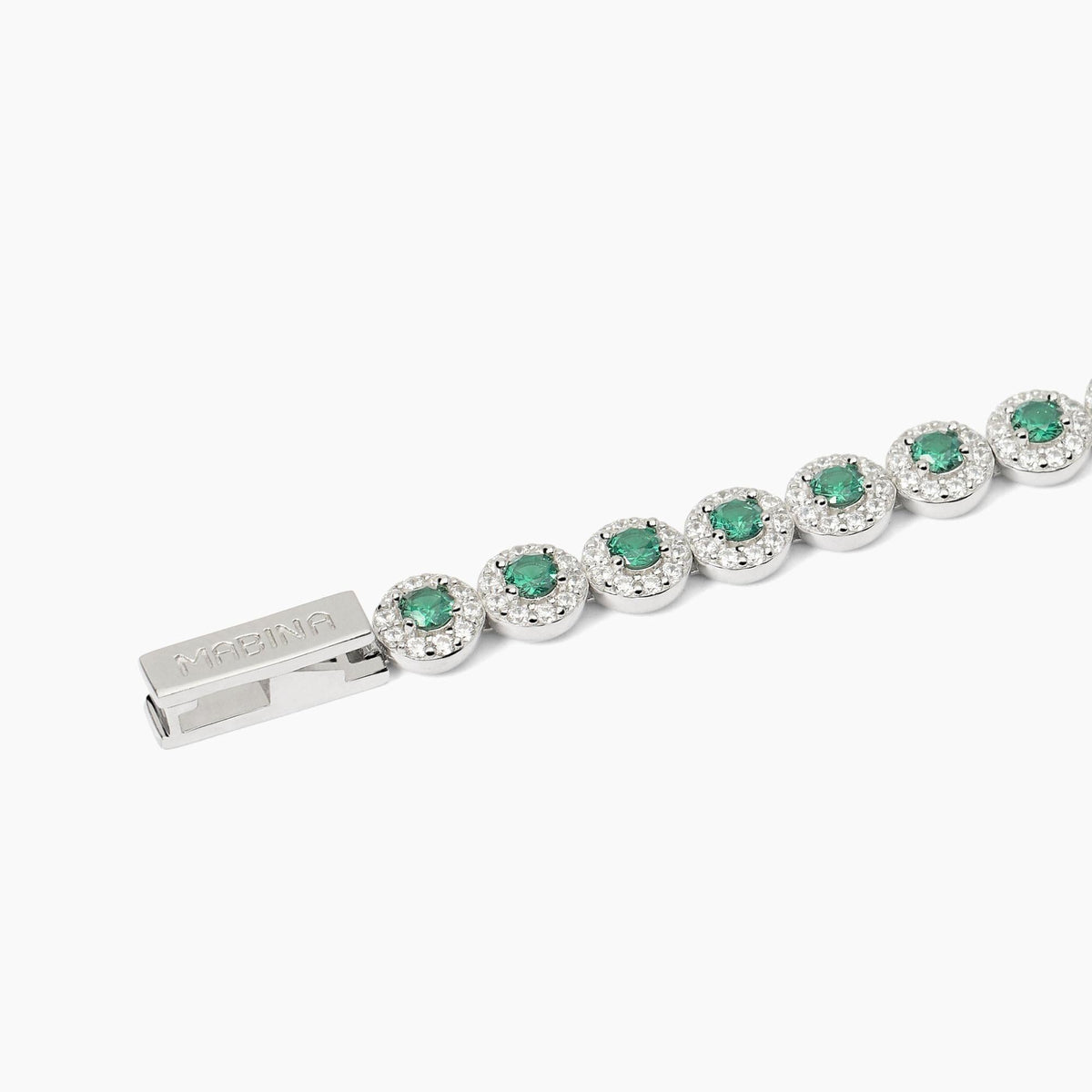 Bracciale tennis in argento con smeraldi sintetici MILANESIENNE - Gioielleria Fondente