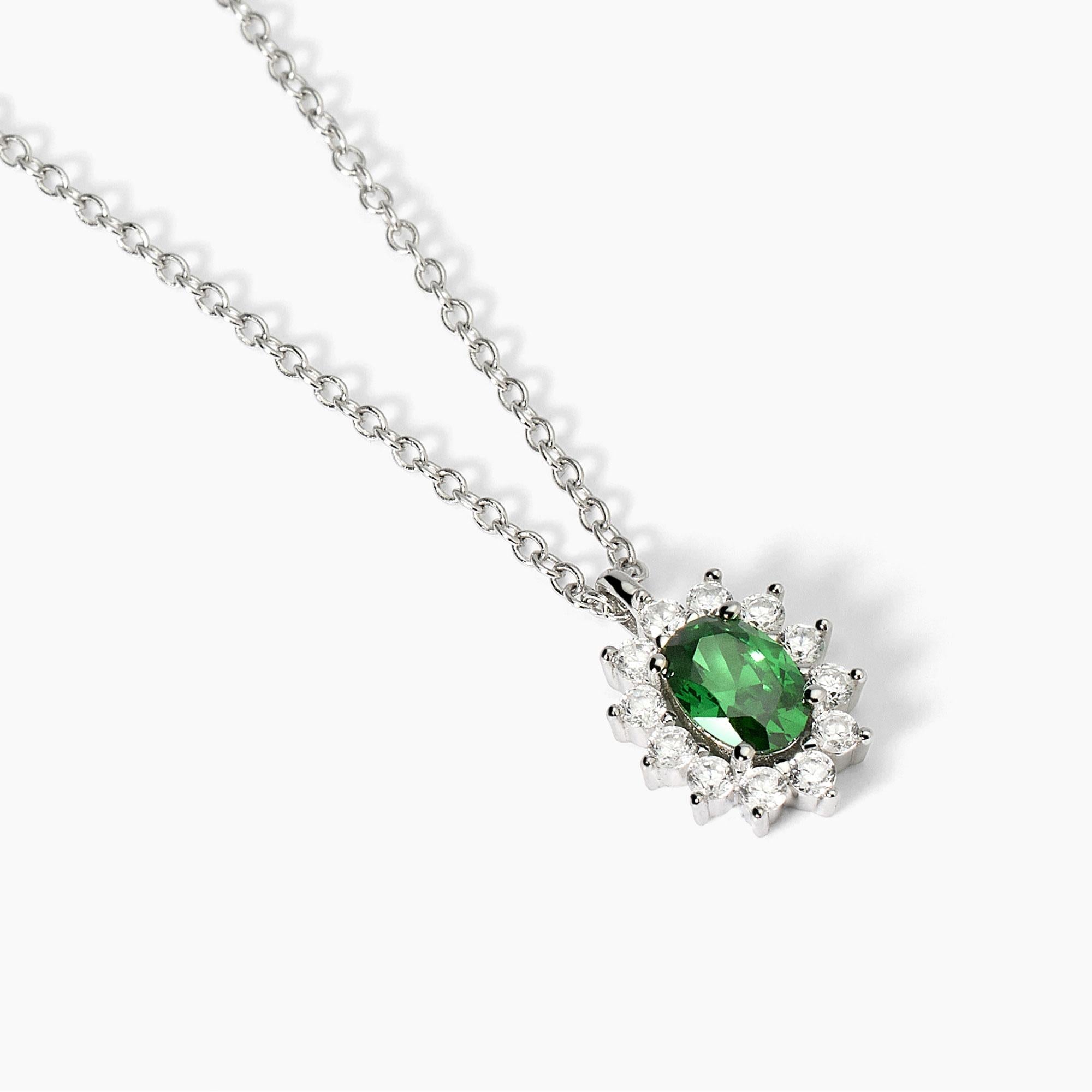 Girocollo in argento con smeraldo sintetico COOL OR RÉTRO? - Gioielleria Fondente