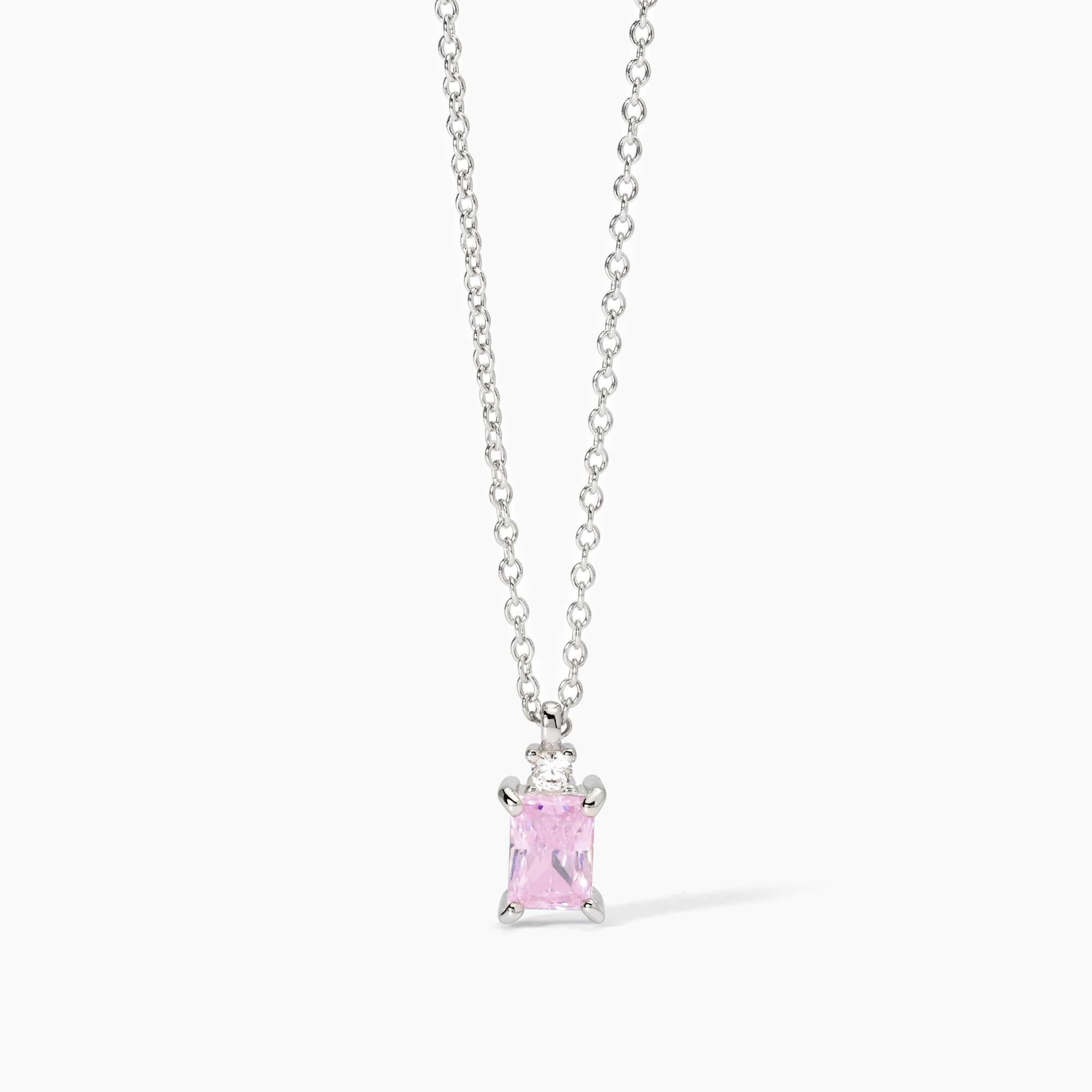 Girocollo in argento con zircone rosa BATTITO - Gioielleria Fondente
