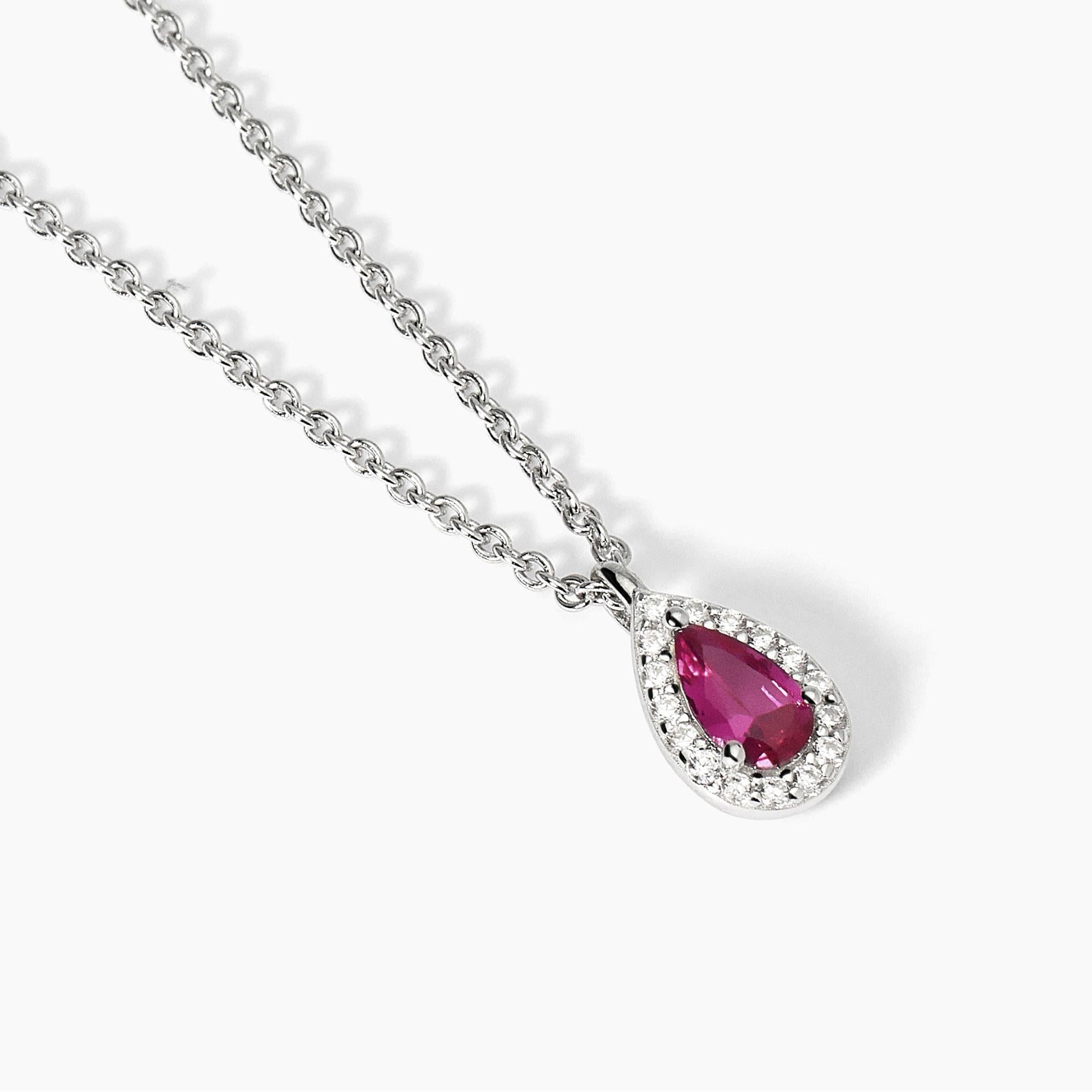 Girocollo in argento con rubino sintetico e zirconi COOL OR RÉTRO? - Gioielleria Fondente