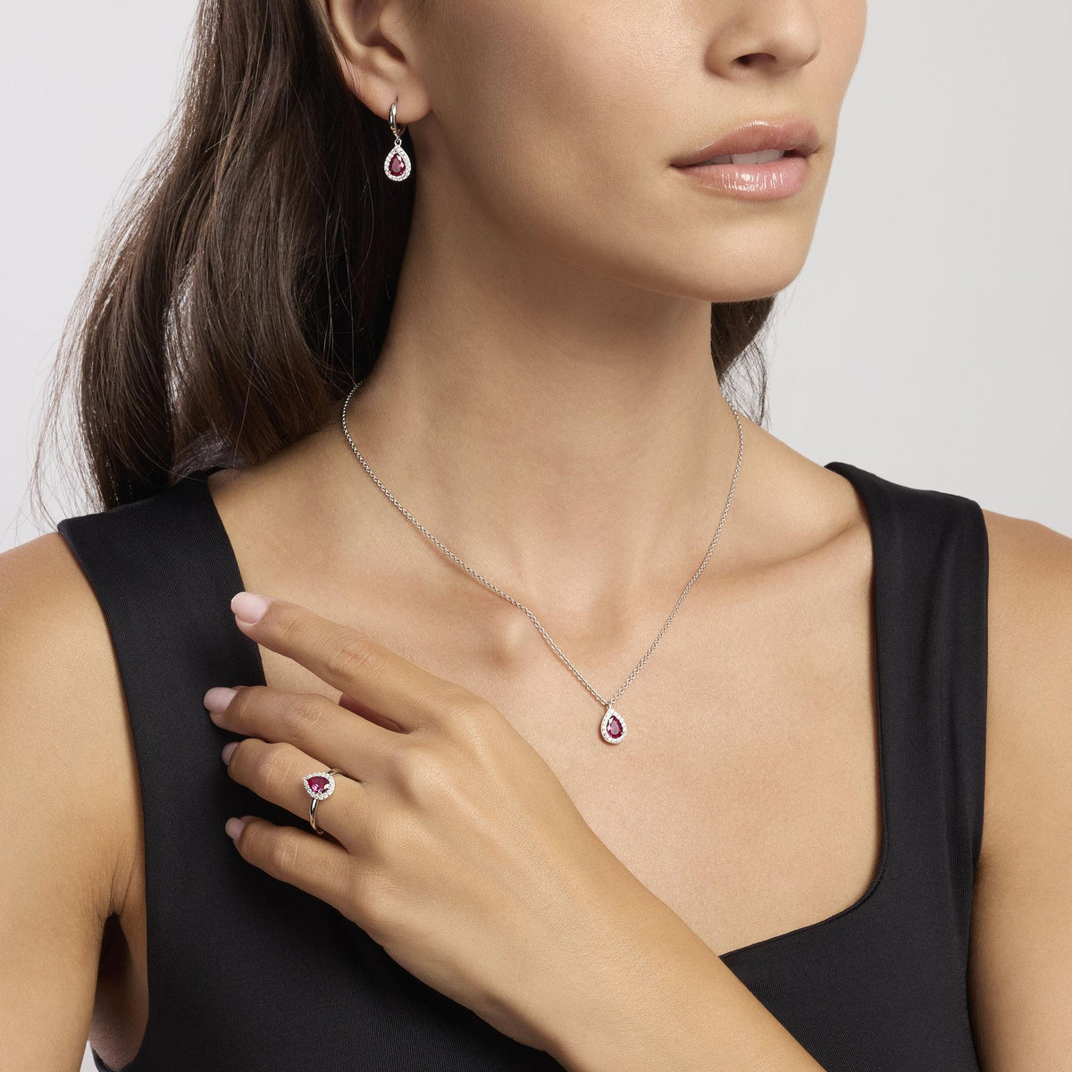 Girocollo in argento con rubino sintetico e zirconi COOL OR RÉTRO? - Gioielleria Fondente