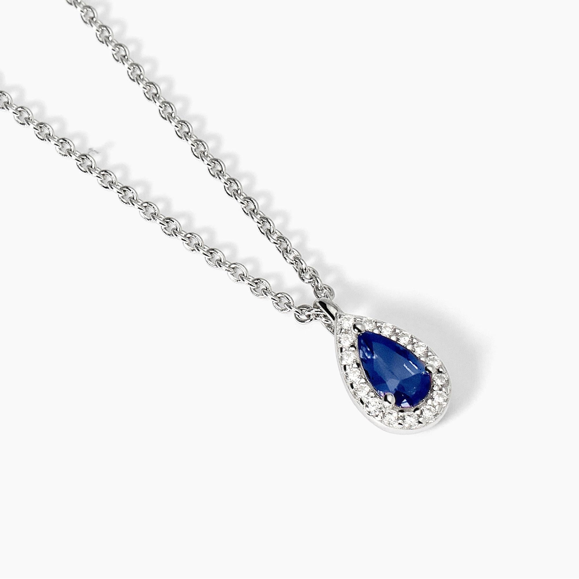 Girocollo in argento con zaffiro sintetico e zirconi COOL OR RÉTRO? - Gioielleria Fondente
