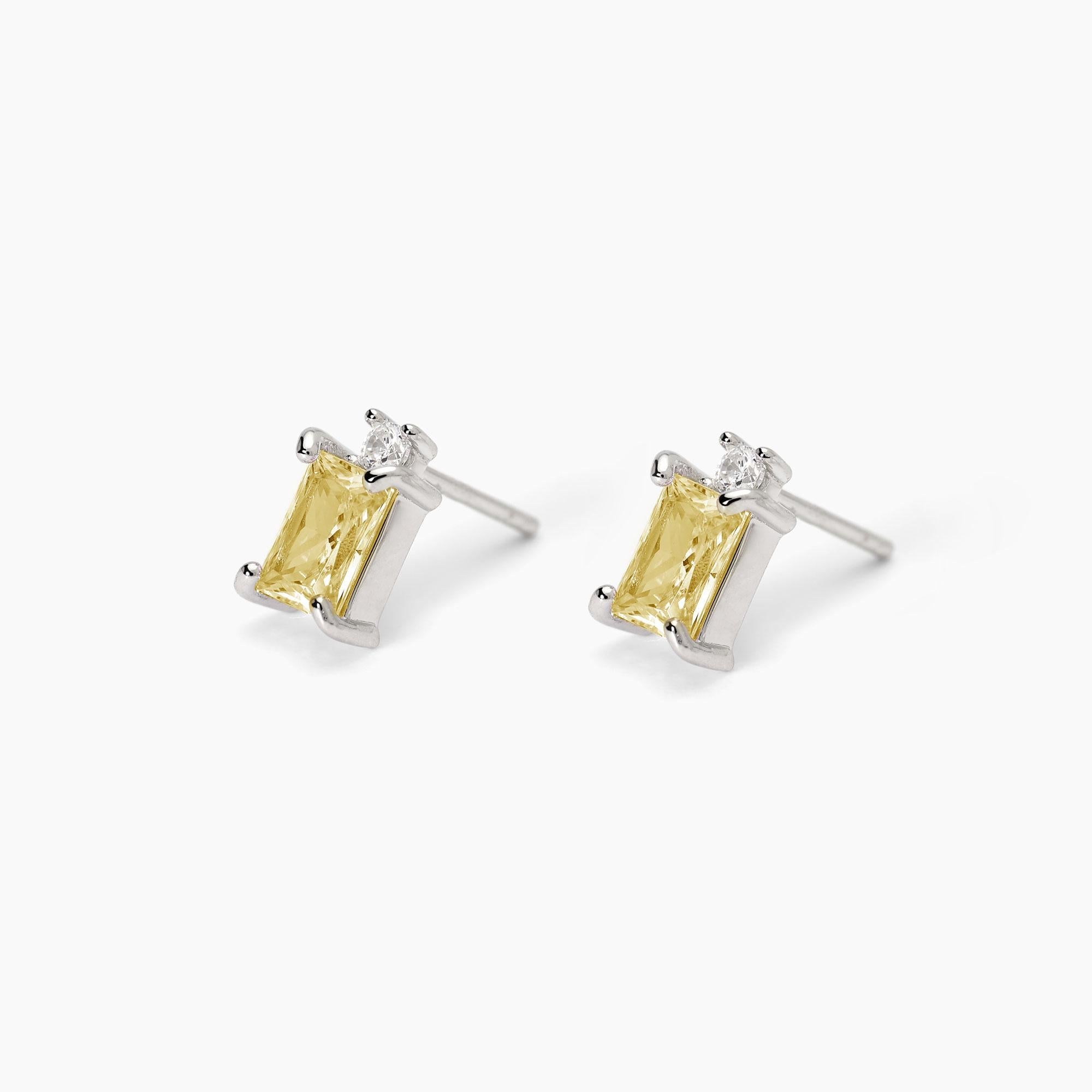 Orecchini in argento con zircone Lemon taglio princess BATTITO - Gioielleria Fondente