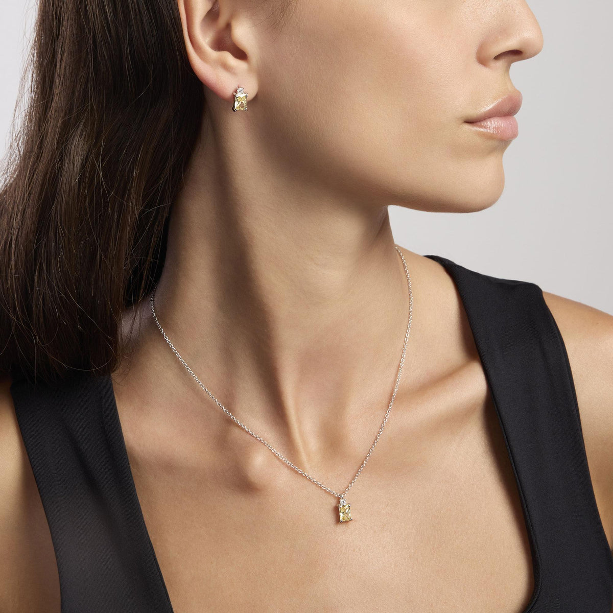 Orecchini in argento con zircone Lemon taglio princess BATTITO - Gioielleria Fondente