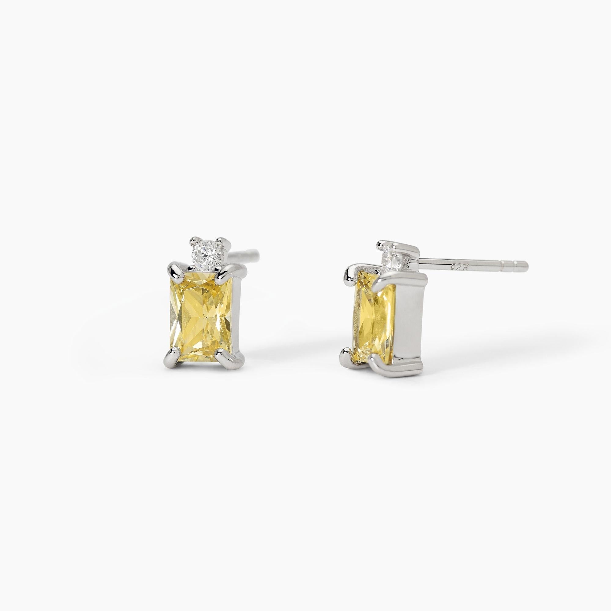 Orecchini in argento con zircone Lemon taglio princess BATTITO - Gioielleria Fondente