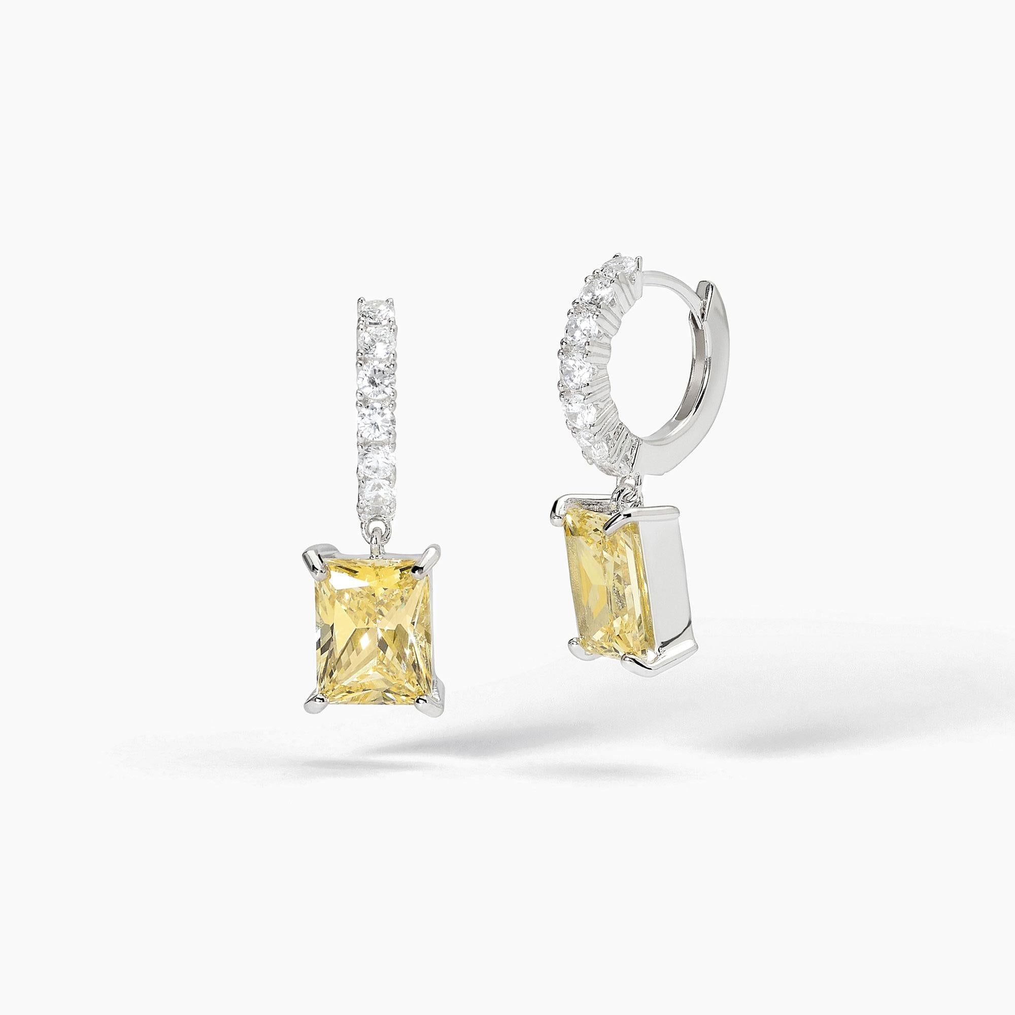 Orecchini a cerchio con zircone Lemon taglio princess DESIDERIO INFINITO - Gioielleria Fondente