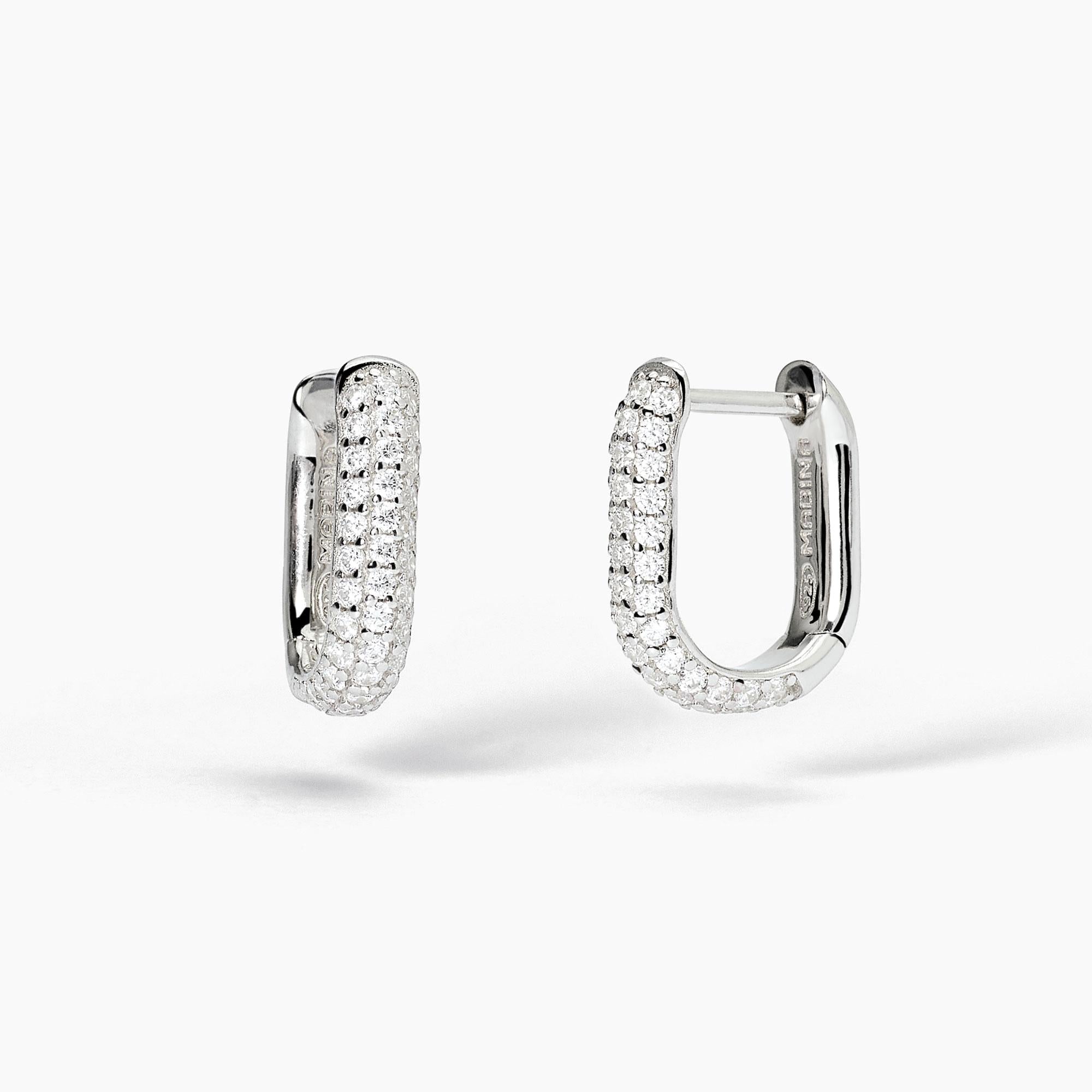 Orecchini ovali in argento con pavè COUTURE