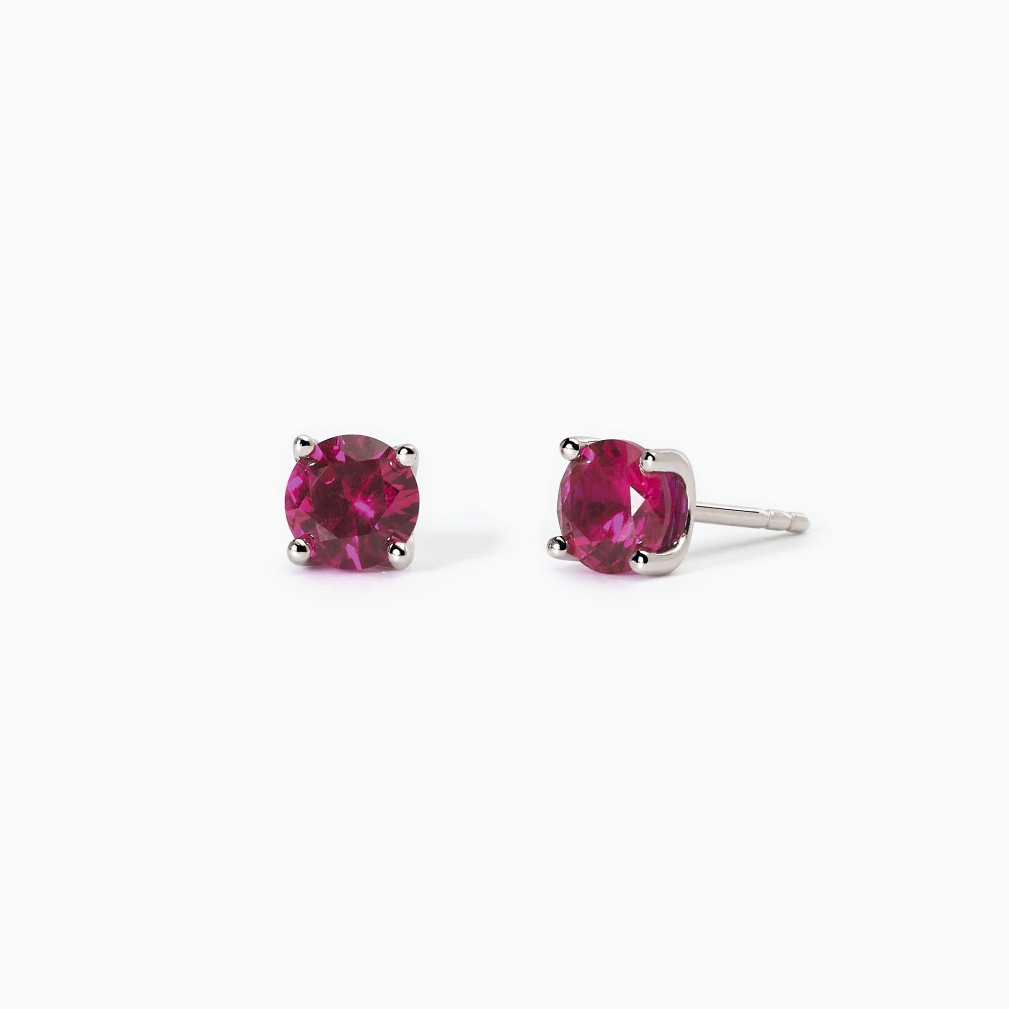 Orecchini in argento con rubini sintetici SHINY