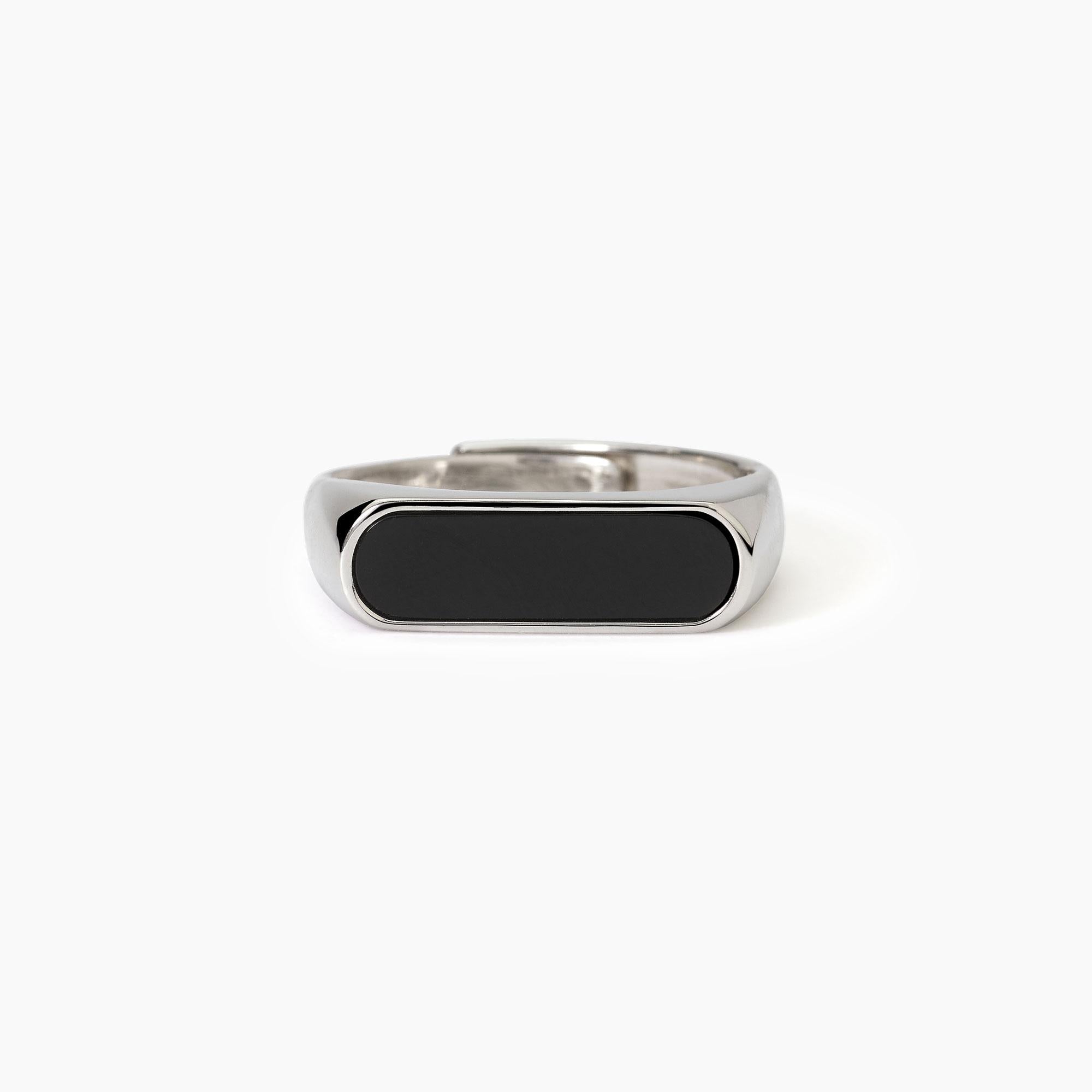 Anello in argento con agata nera THINK BLACK - Gioielleria Fondente
