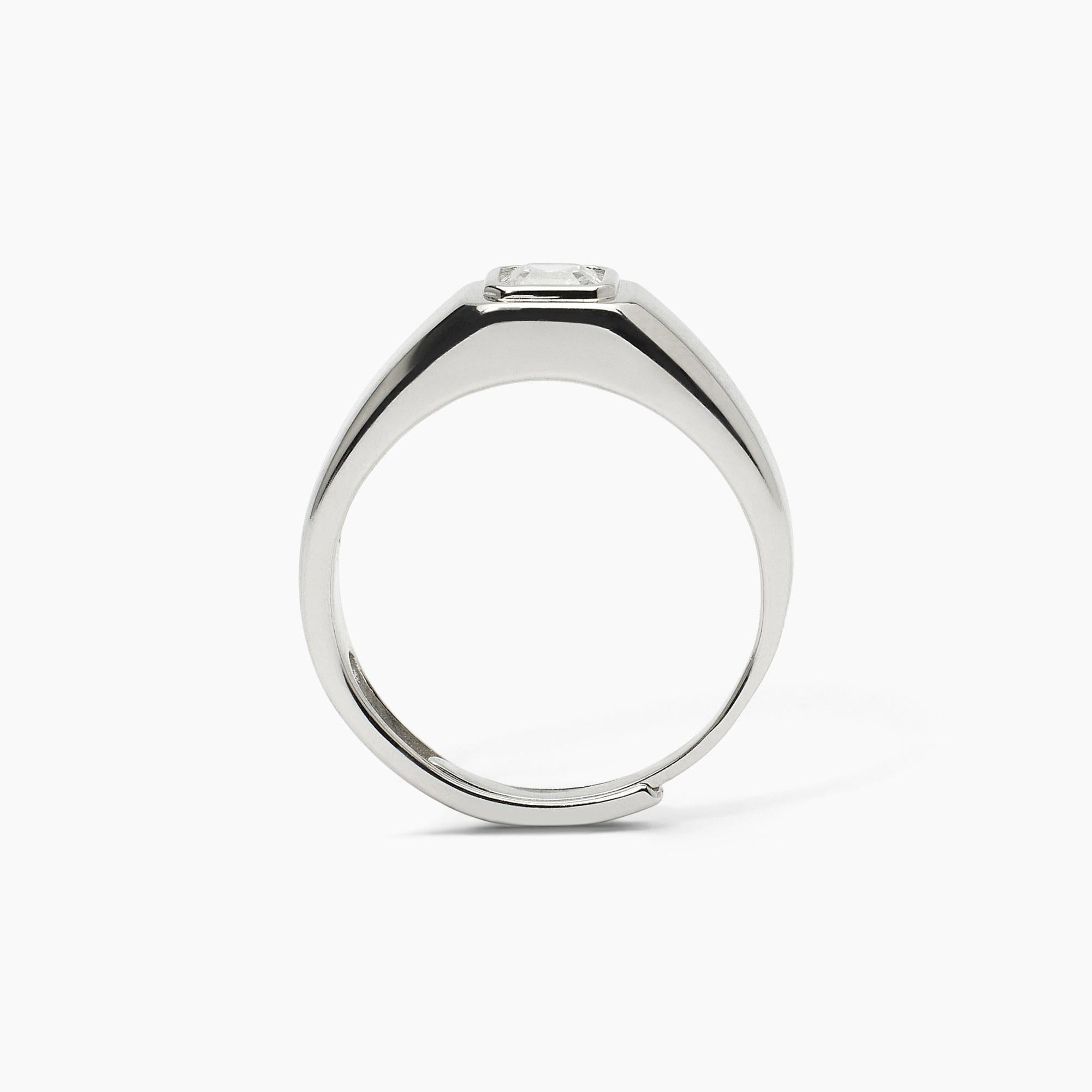 Anello in argento con zircone bianco NEW RETRÒ - Gioielleria Fondente
